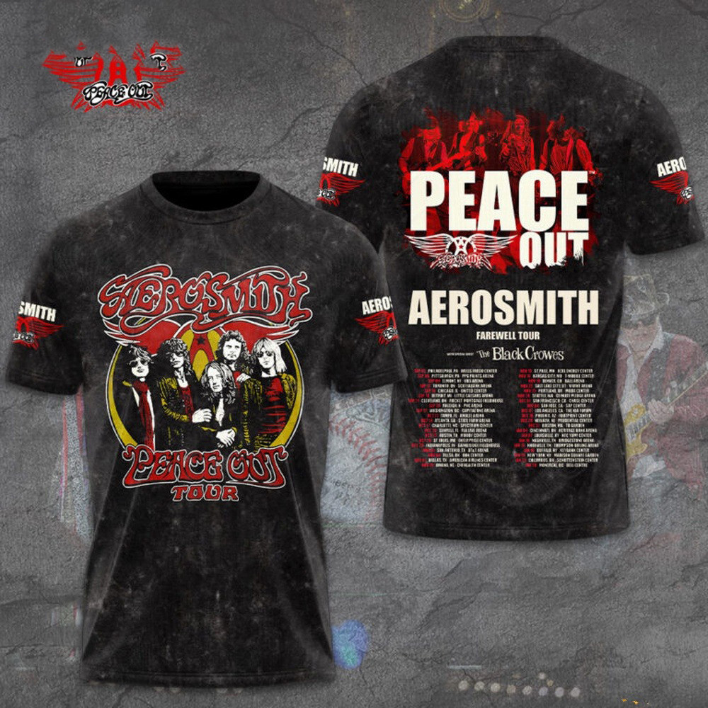 Aerosmith Peace Out Farewell Tour Schedule Shirt Gifts For Rock Band Fans
