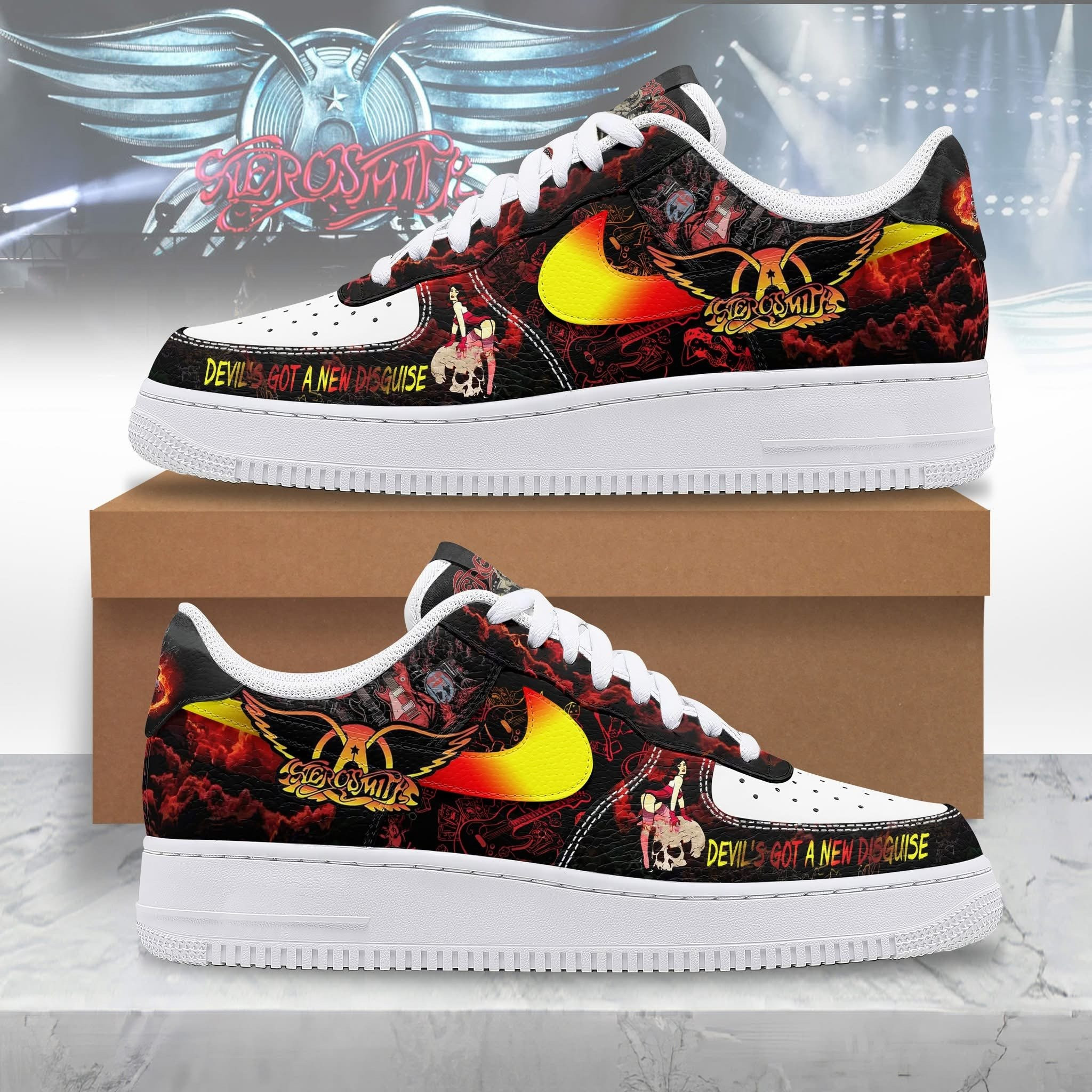 Aerosmith Rock Band AF1 Shoes Sneaker Music Lover Gift Ideas For Him