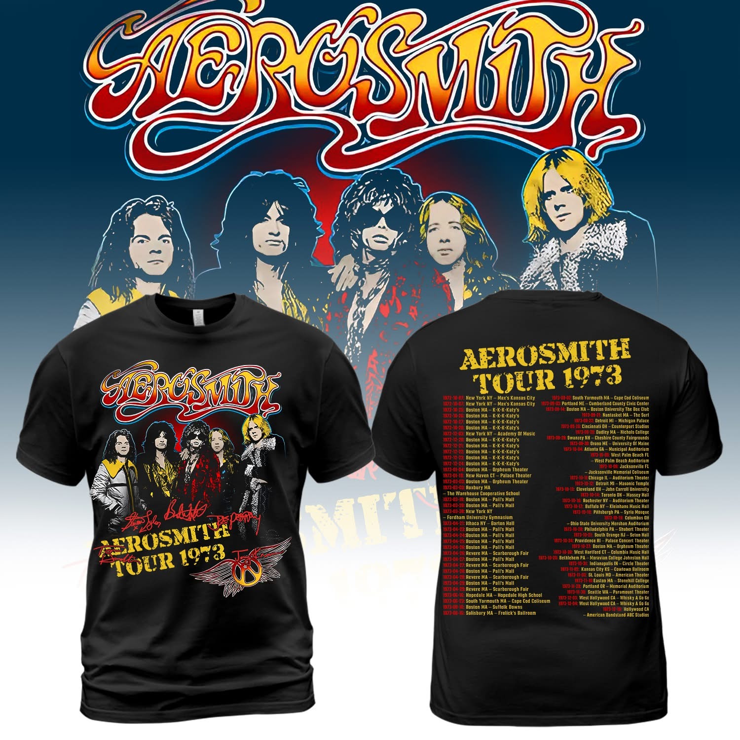 Aerosmith Tour 1973 T-Shirt Gifts For Aerosmith Fans