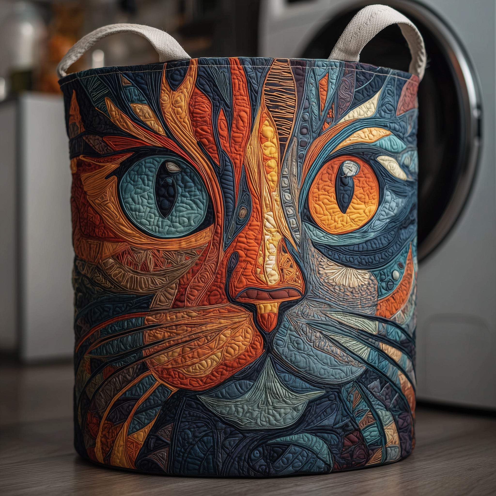 Aesthetic Cat Quilted Laundry Basket Unique Lovely Gifts For Cat Owners