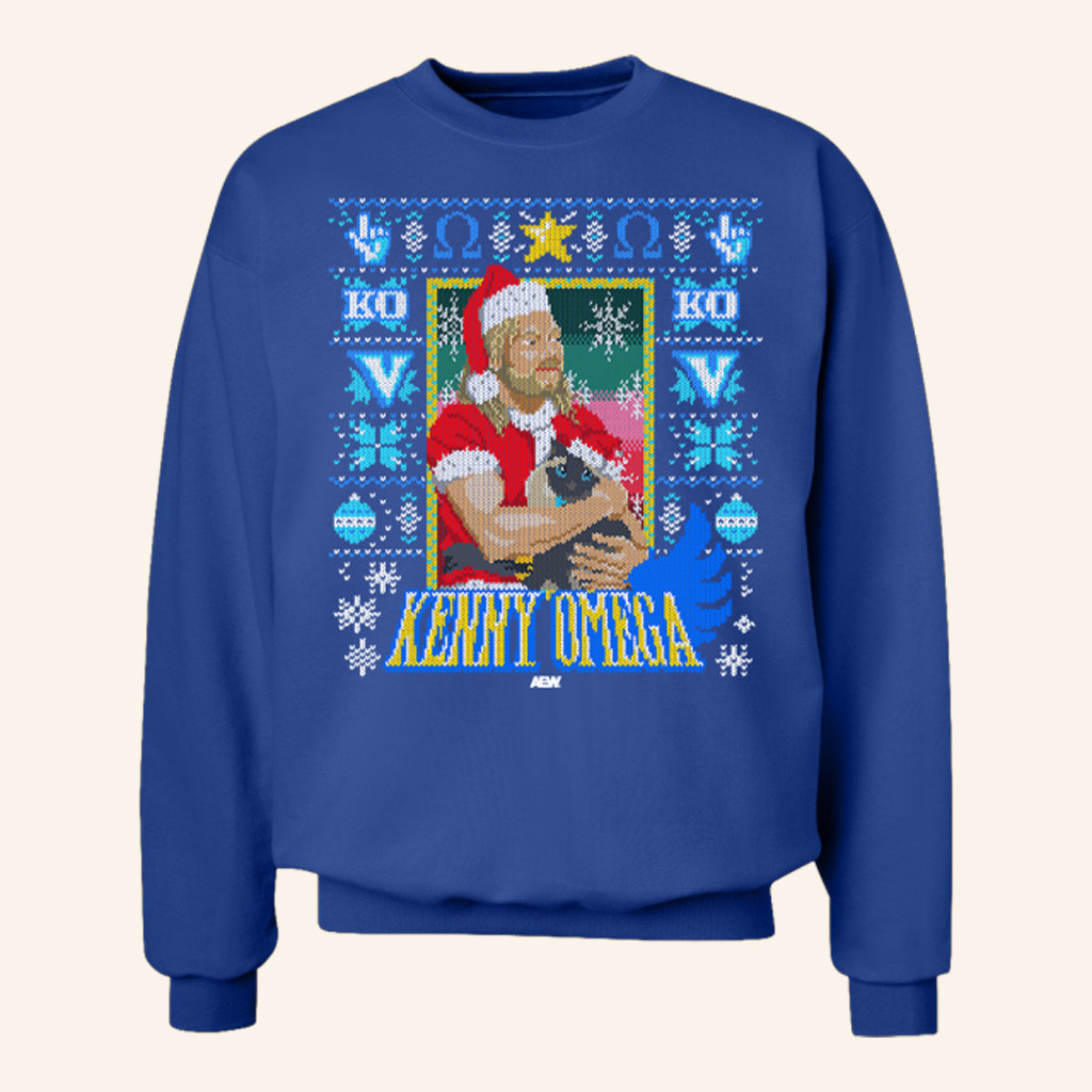 AEW Merch Kenny Omega Crewneck Purrfect Christmas Holiday Sweatshirt Dad Christmas Gifts
