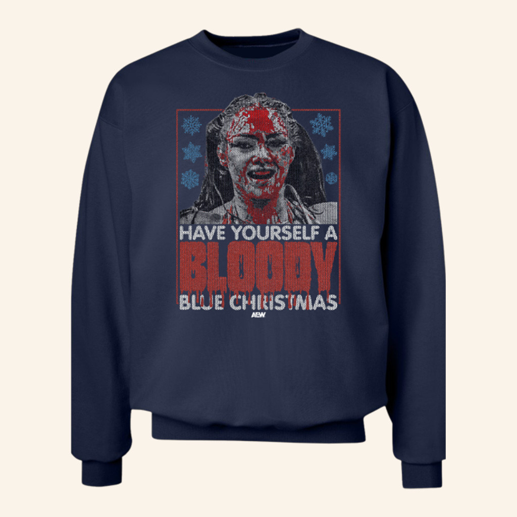 AEW Merch Skye Blue Crewneck Bloody Christmas Holiday Sweatshirt Xmas Gifts For Her