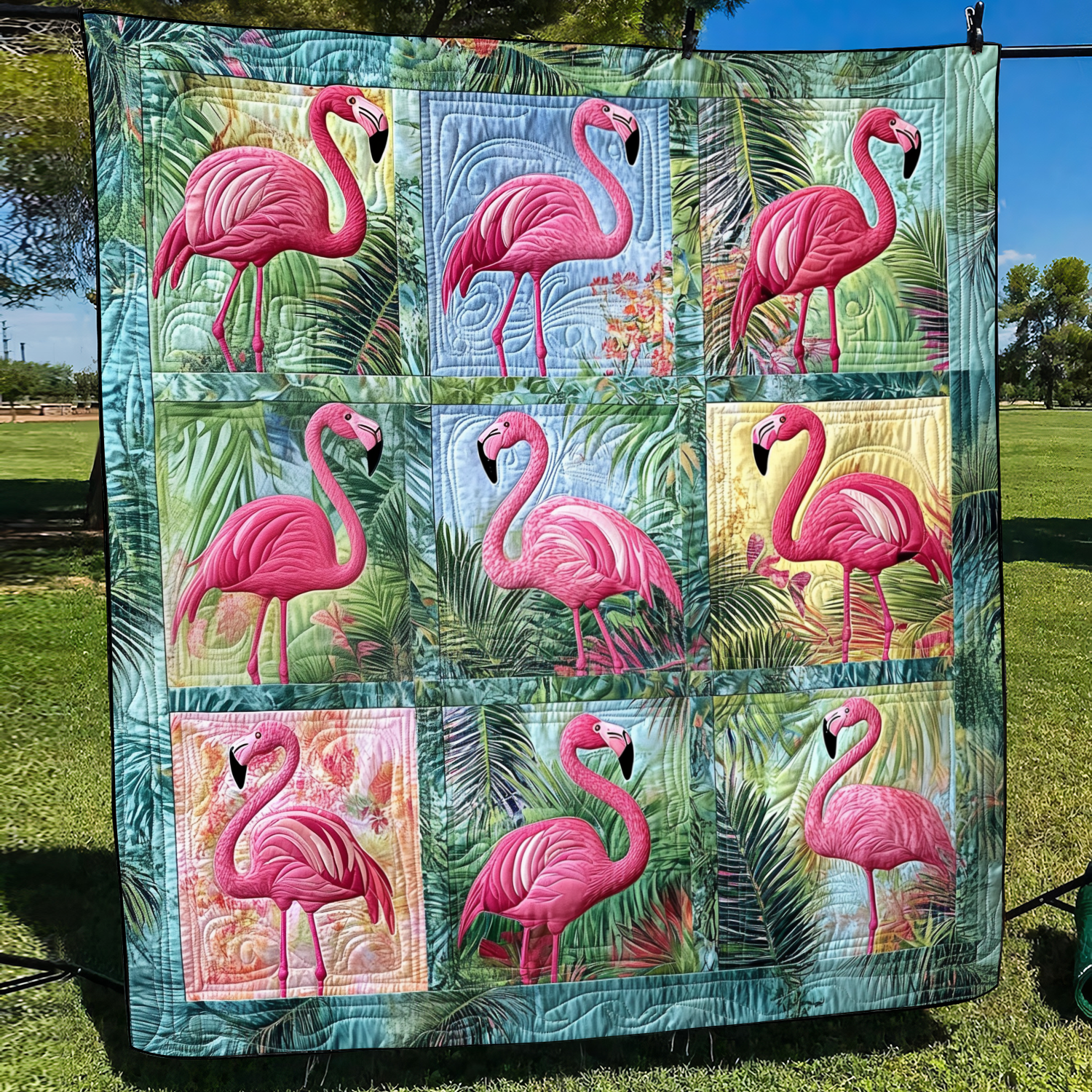 Affectionate Flamingo Quilted Blanket Flamingo Gifts For Her