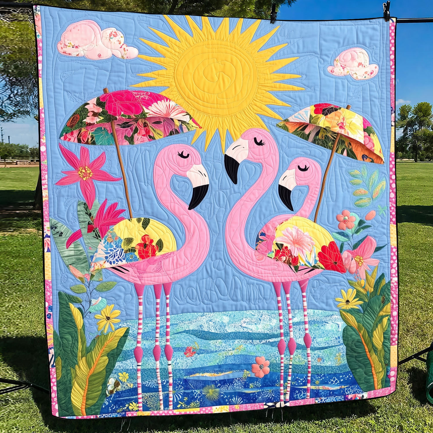 Affectionate Flamingo Quilted Blanket Flamingo Gifts For Ladies