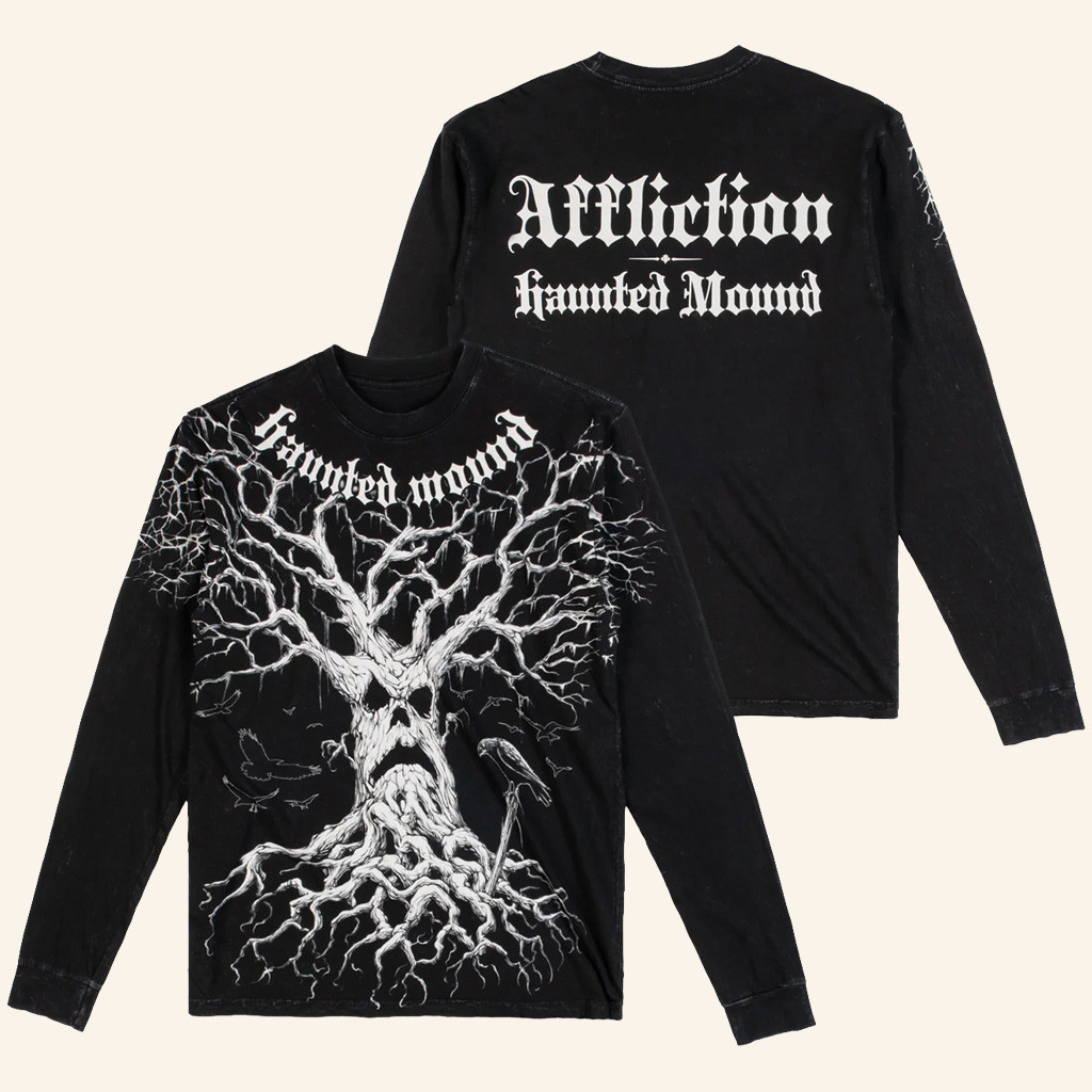 Affliction X Haunted Mound Merch Haunted Mound Long Sleeve Shirt Hip Hop Lover Gifts