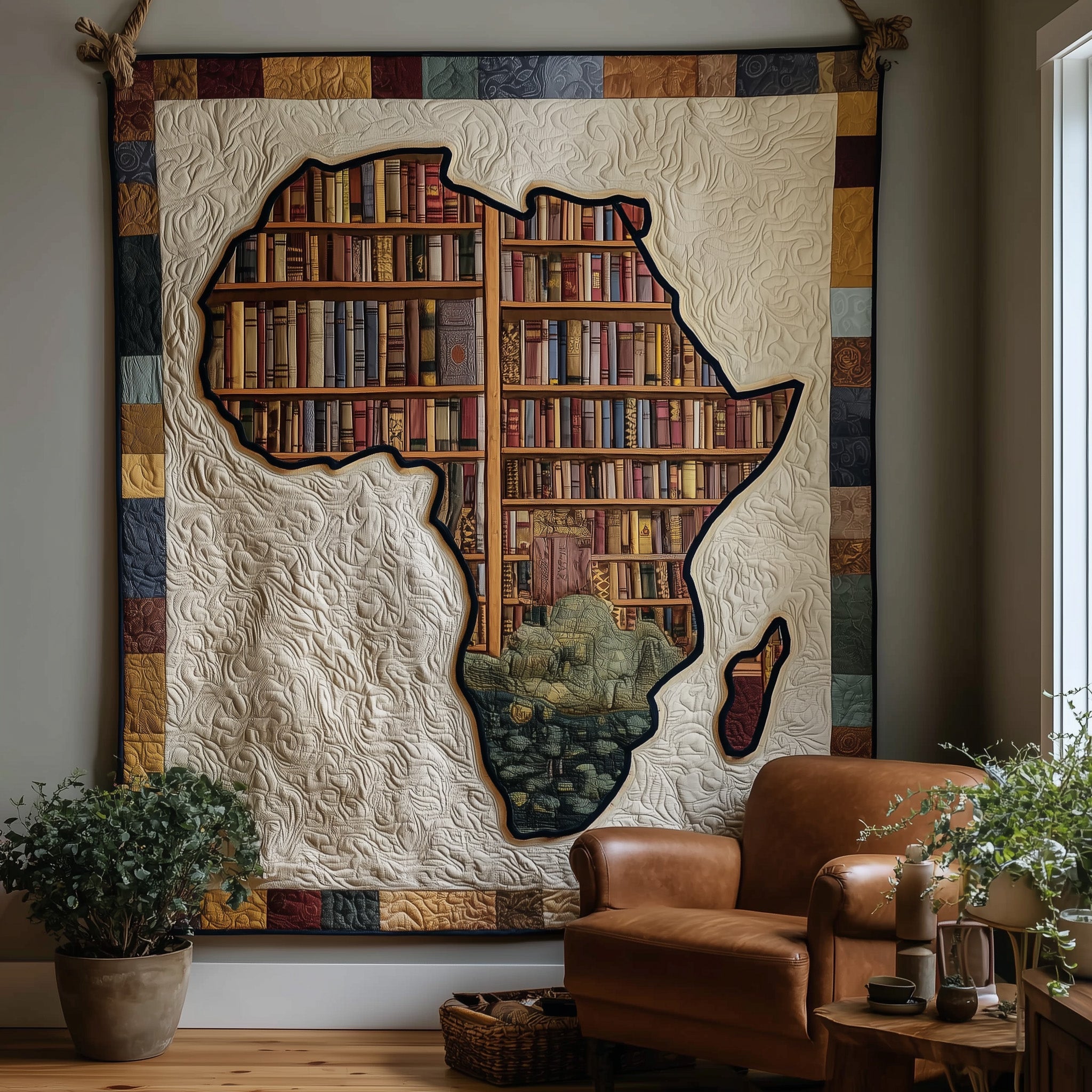 Africa Bookshelf Academic Theme Quilted Blanket Library Book Presents For Him