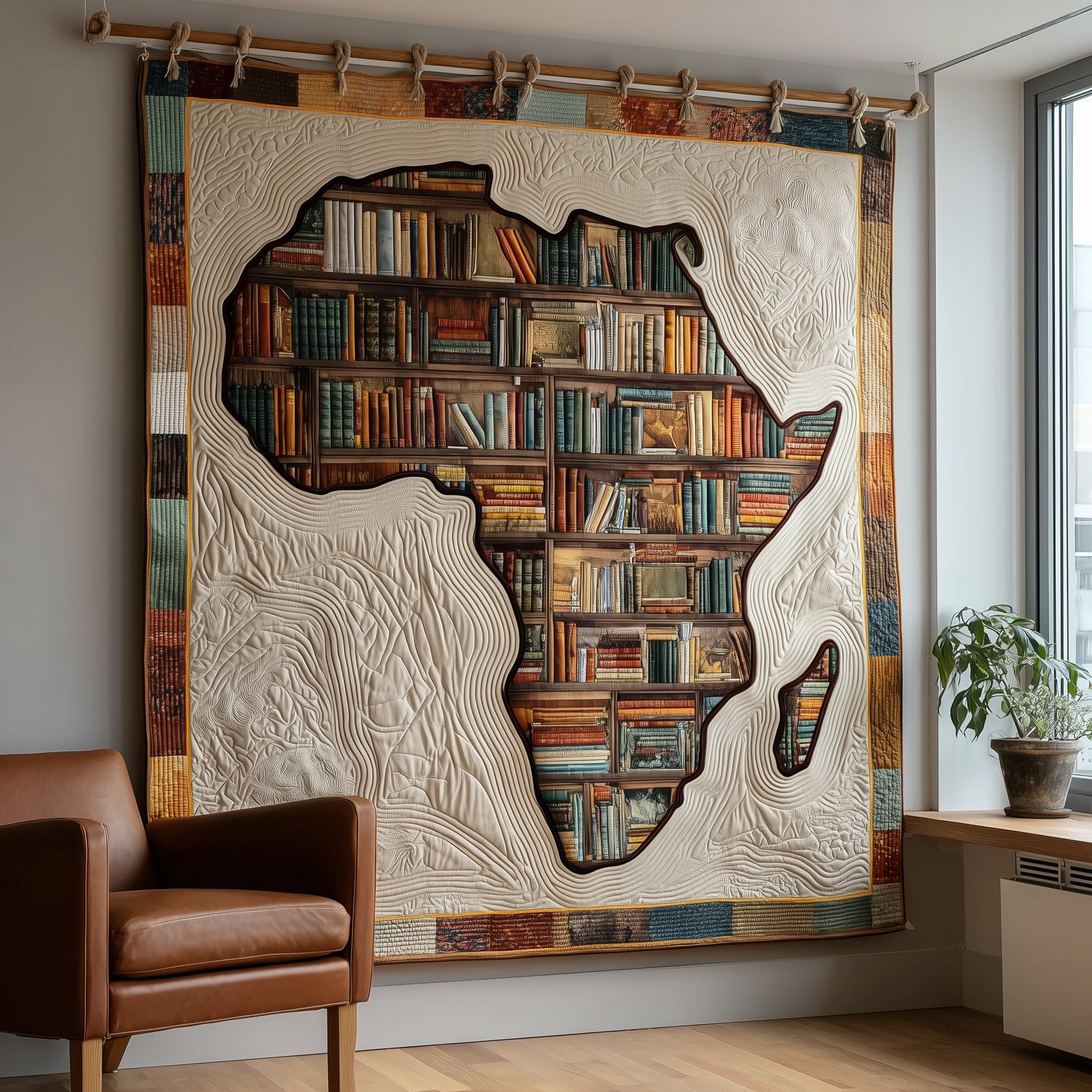 Africa Bookshelf Jungle Theme Quilted Blanket Library Book Great Book Themed Gifts