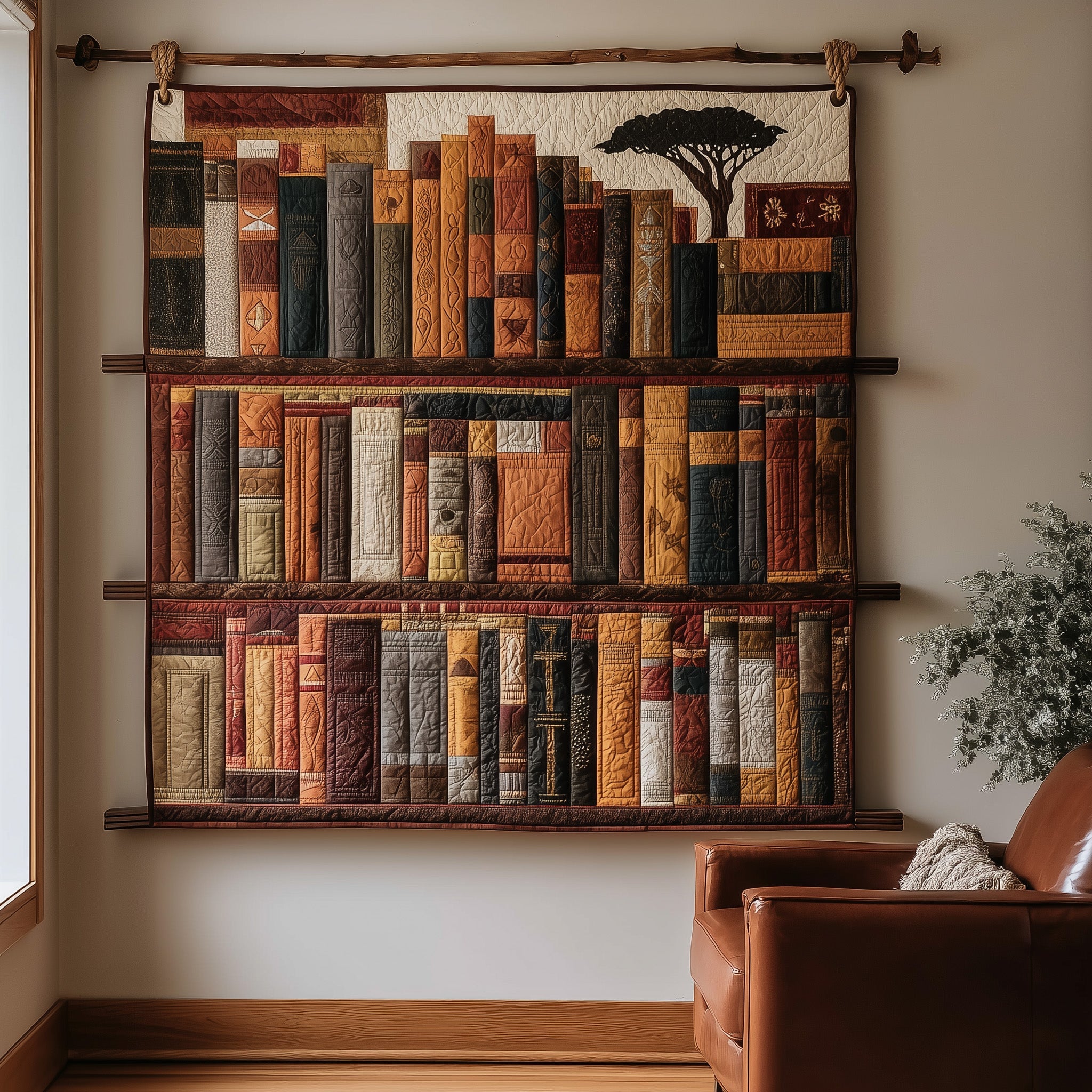 Africa Bookshelf Vintage Style Quilted Blanket Book Themed Gift Items For Xmas