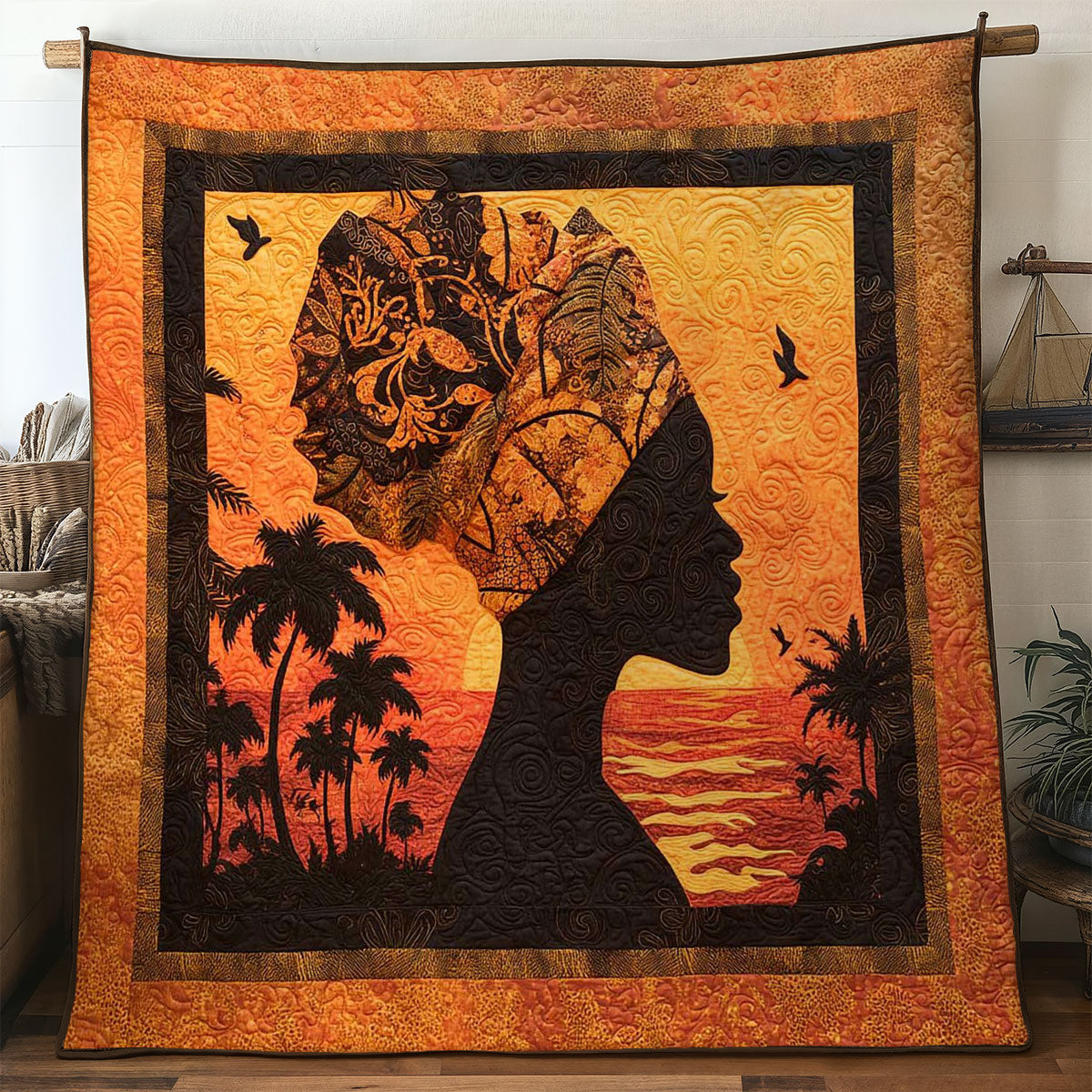 Africa Dusk Time Quilt Blanket Best African Art Throw Blanket Gifts For Native American