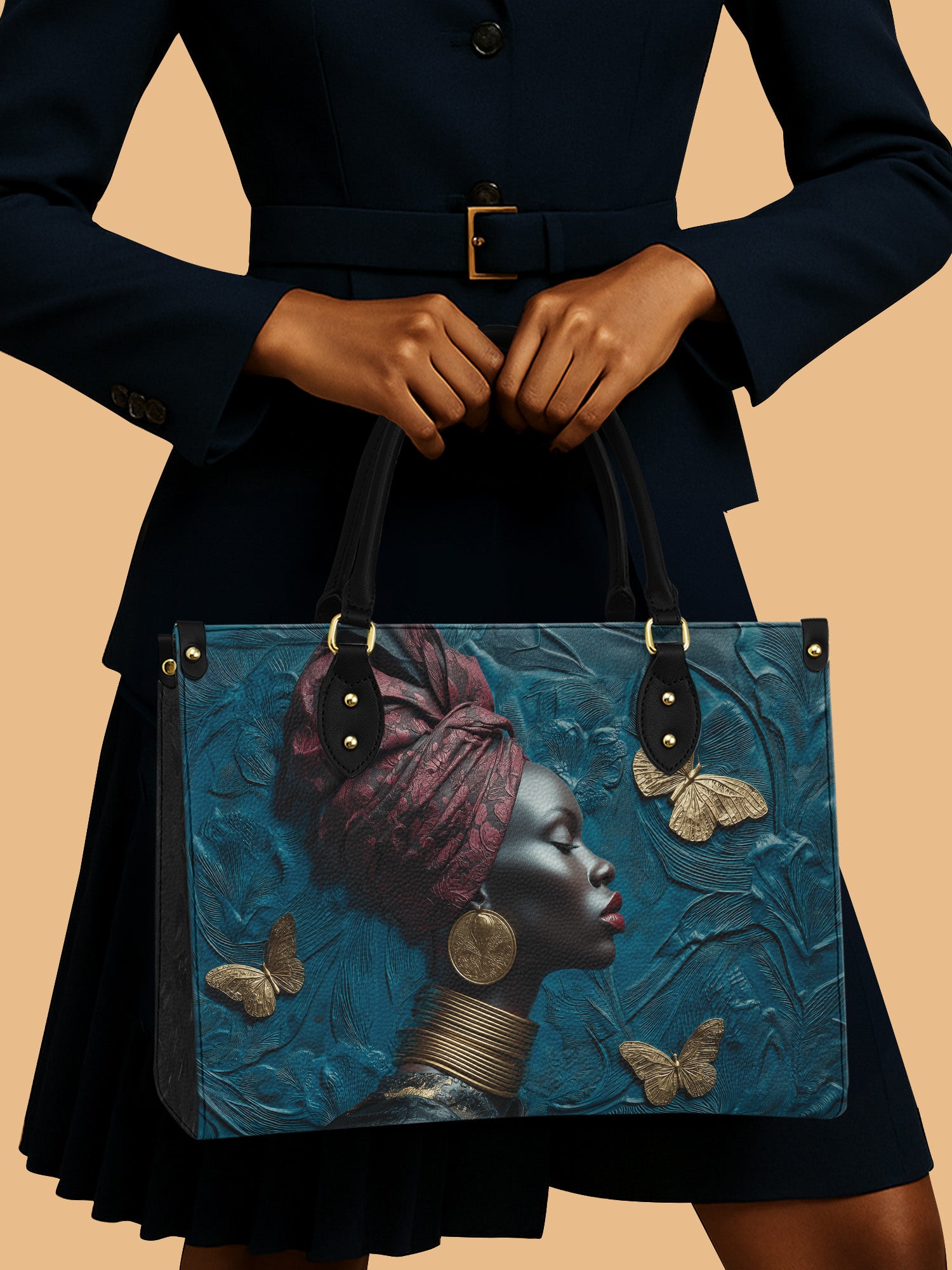 Africa Elysia Empress Deep Blue Leather Bag Black Woman Bag African American Gifts For Her