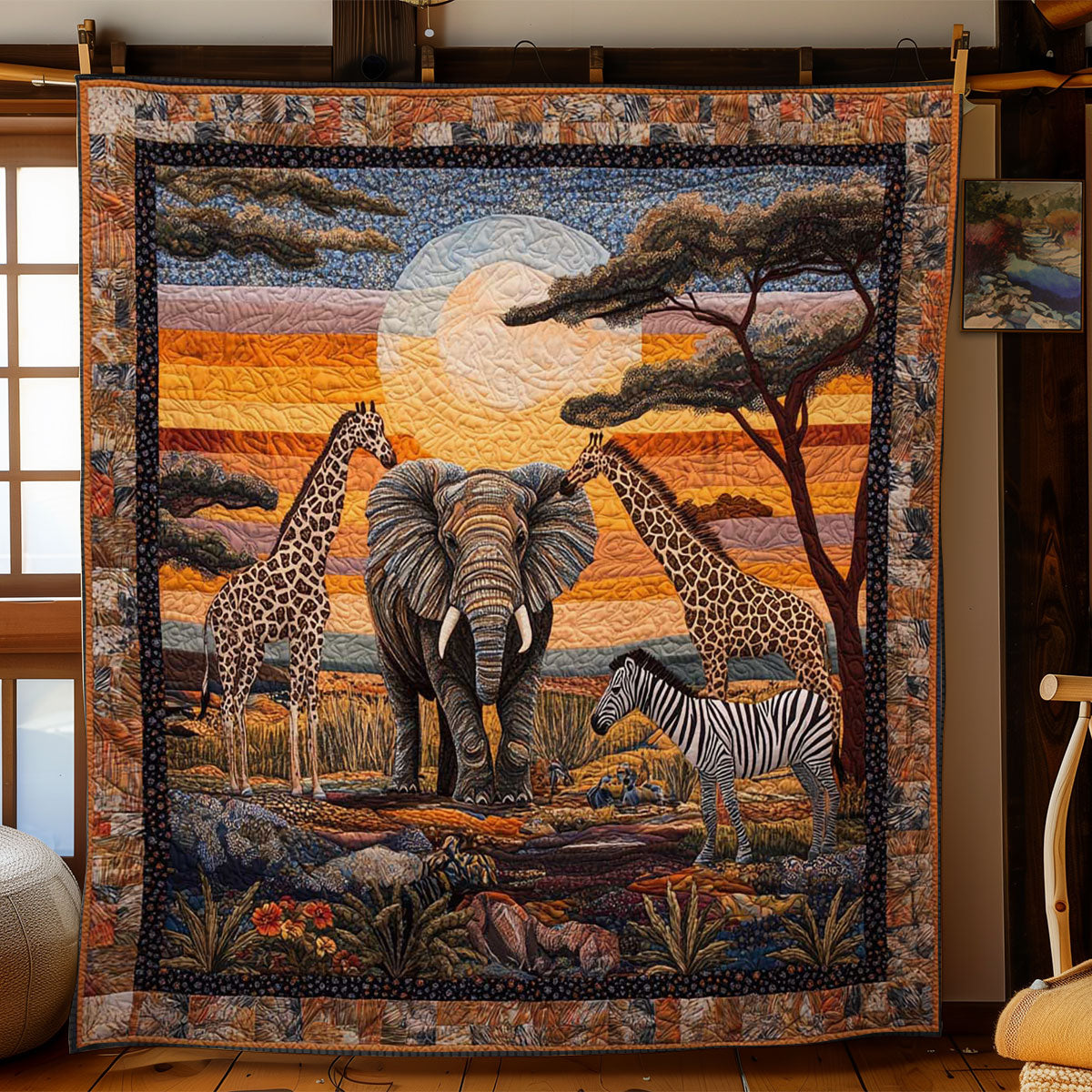 Africa Kingdom Quilt Blanket African Art Throw Blanket Cozy Gifts For Animal Lovers