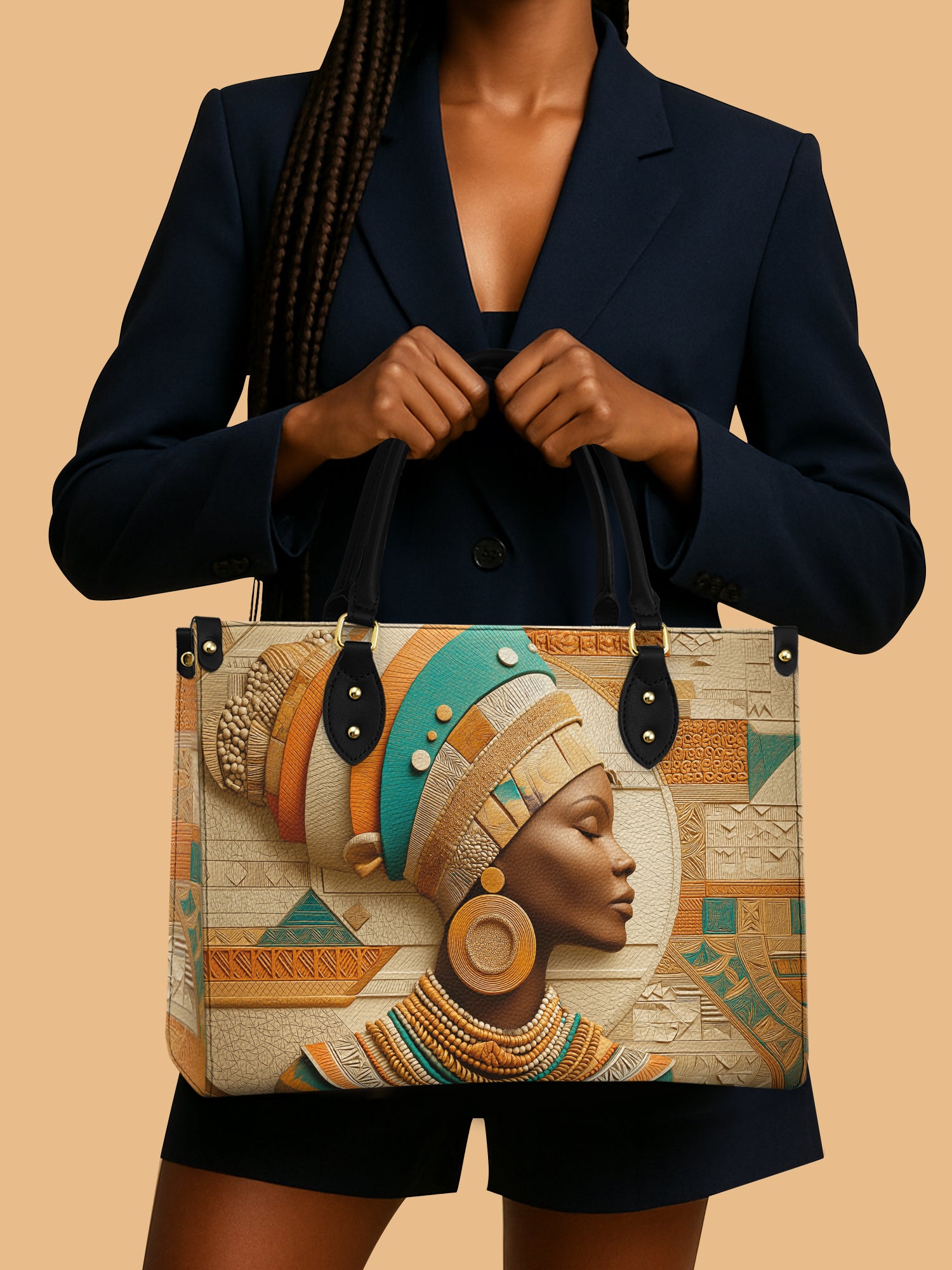 Africa Queen Ancient Egyptian Style Leather Bag Black Woman Theme Bag Native Gifts For Her