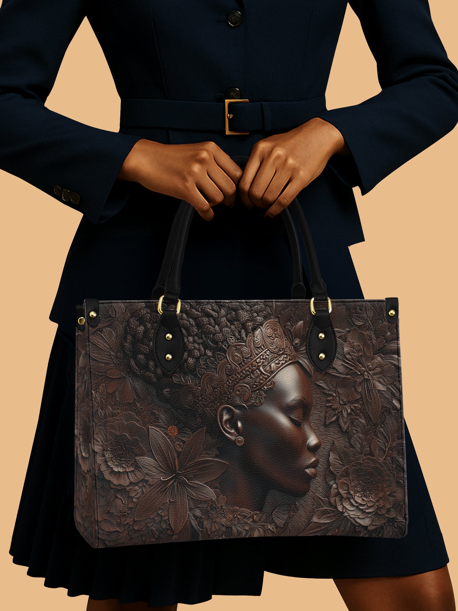 Africa Queen Brown Rich Leather Bag African Art Inspired Bag Native Presents For Her