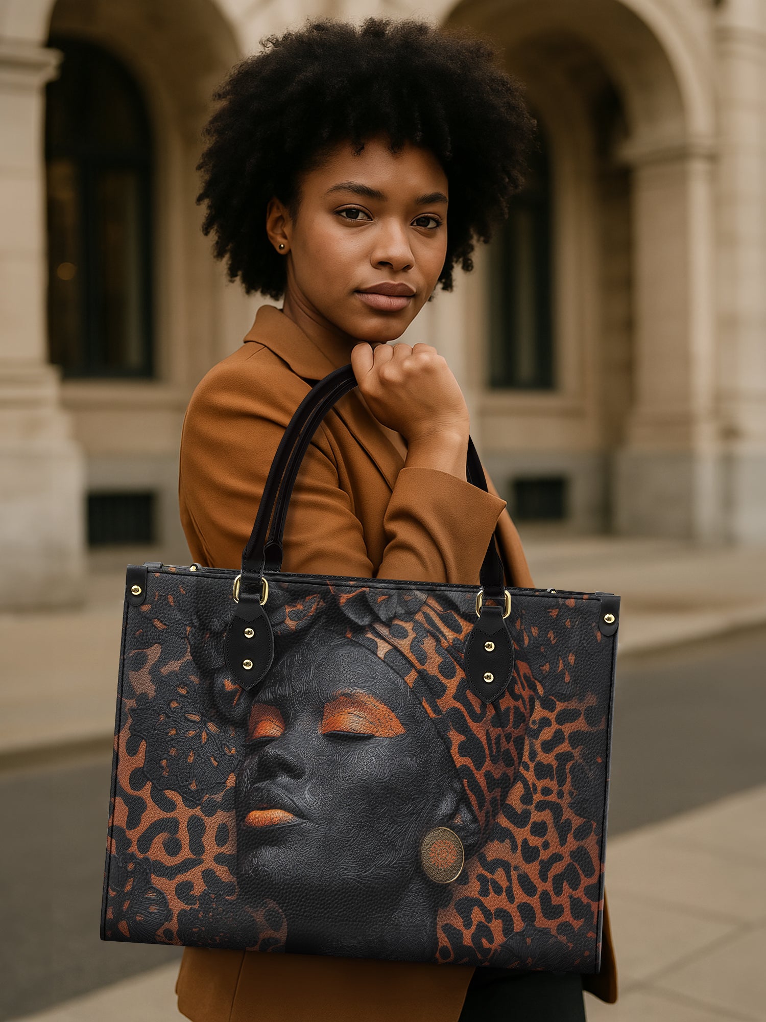 Africa Queen Cheetah Leather Bag African American Inspired Bag Black Woman Gifts For Her