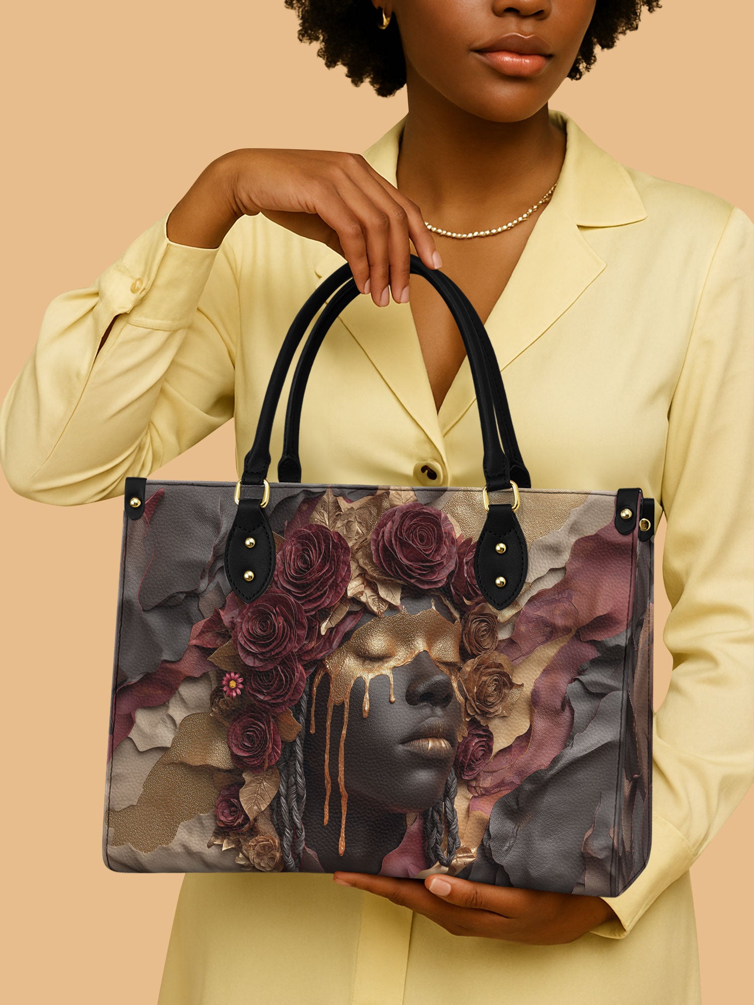 Africa Queen Dripping Petals Leather Bag African Art Inspired Bag Native Gifts For Her