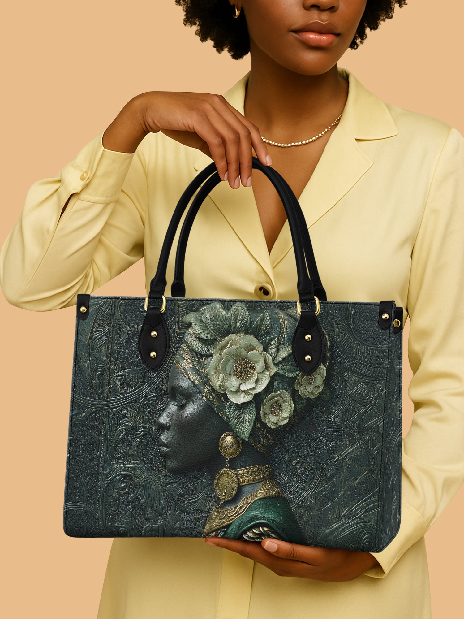 Africa Queen Emerald Cherokee Rose Leather Bag African Art Merch Gifts For Her