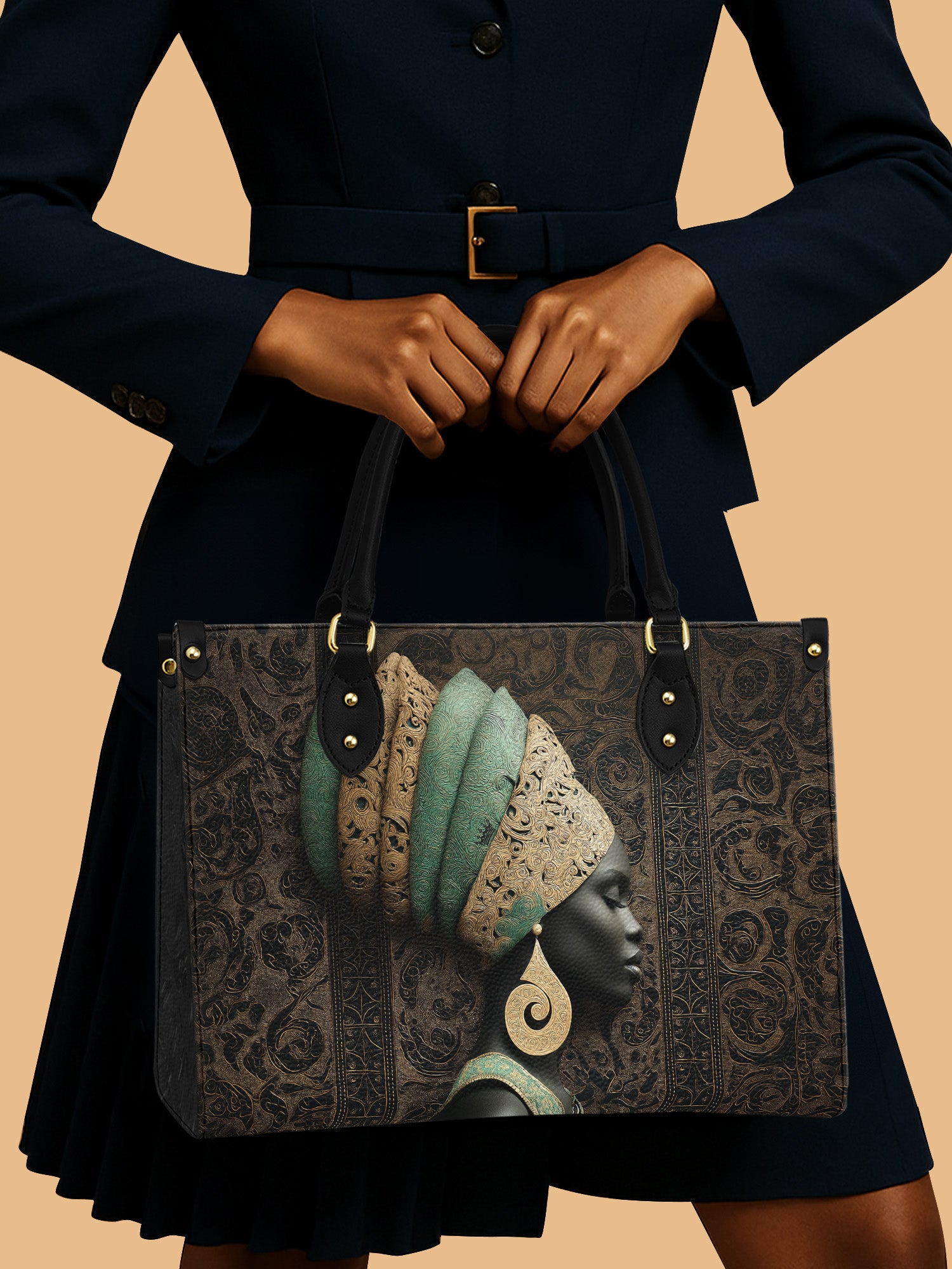 Africa Queen Emerald Crown Leather Bag African Art Merch Gifts For Native American