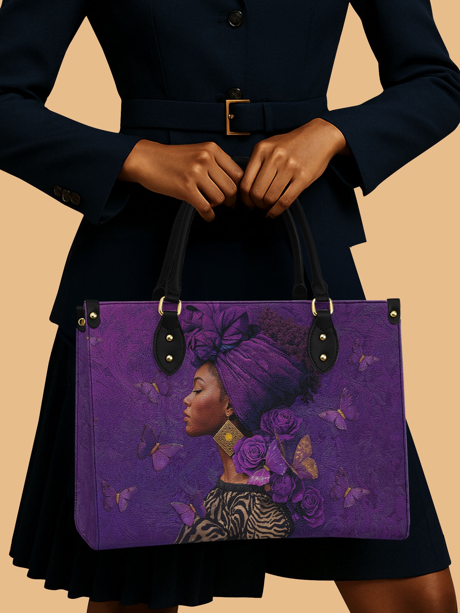 Africa Queen Emerald Grace Leather Bag African American Bag Purple Presents For Women