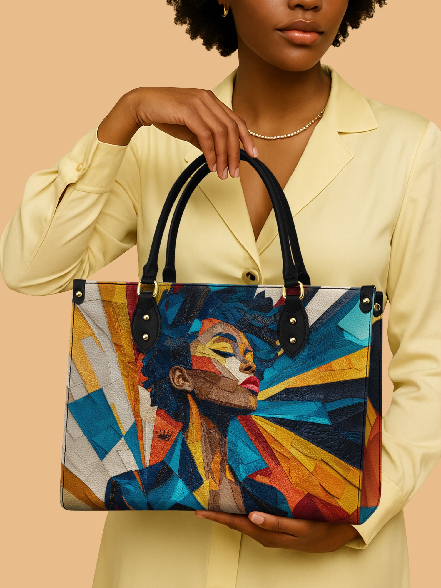 Africa Queen Eternal Flame Leather Bag African Art Handbag Christmas Gifts For Mom