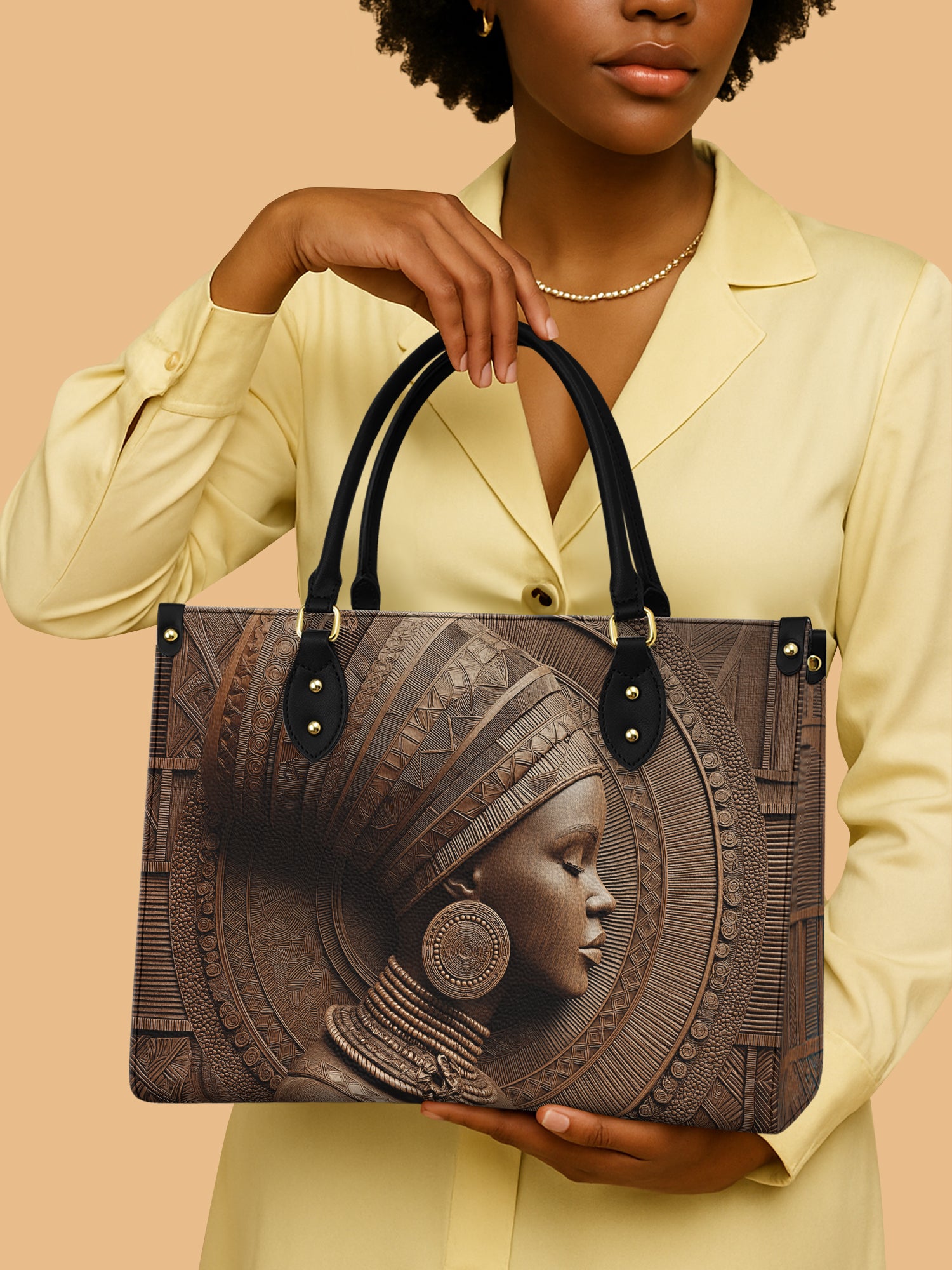 Africa Queen Ethereal Grace Leather Bag African Art Bag Black Woman Gifts For Her