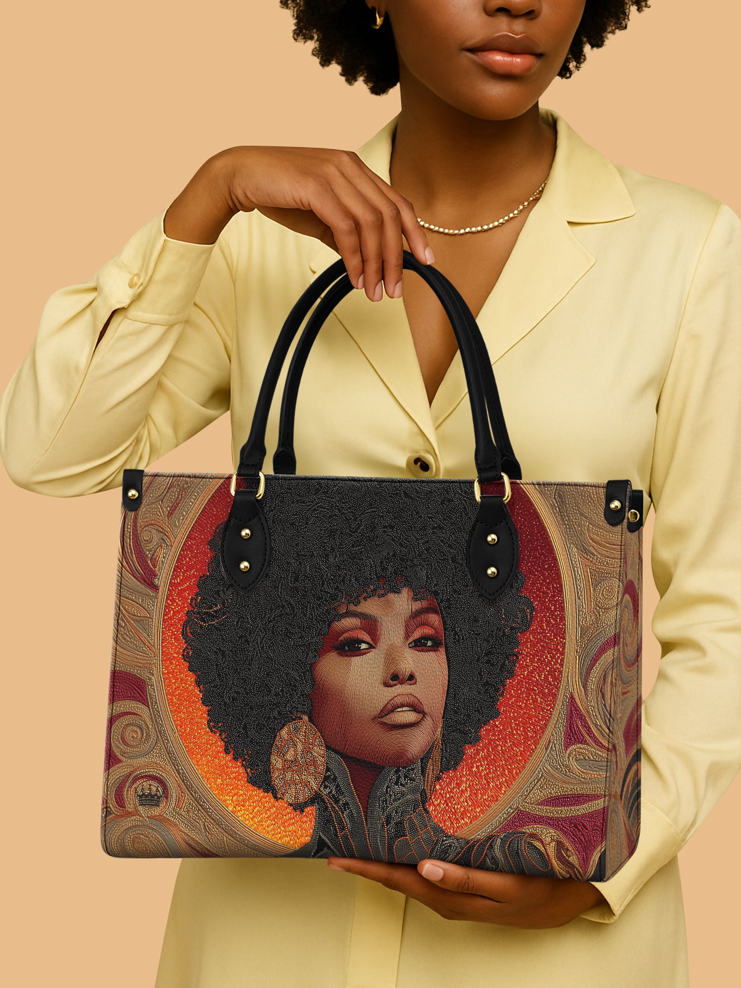Africa Queen Fiery Elegance Leather Bag Black Woman Theme Bag African American Gifts For Her