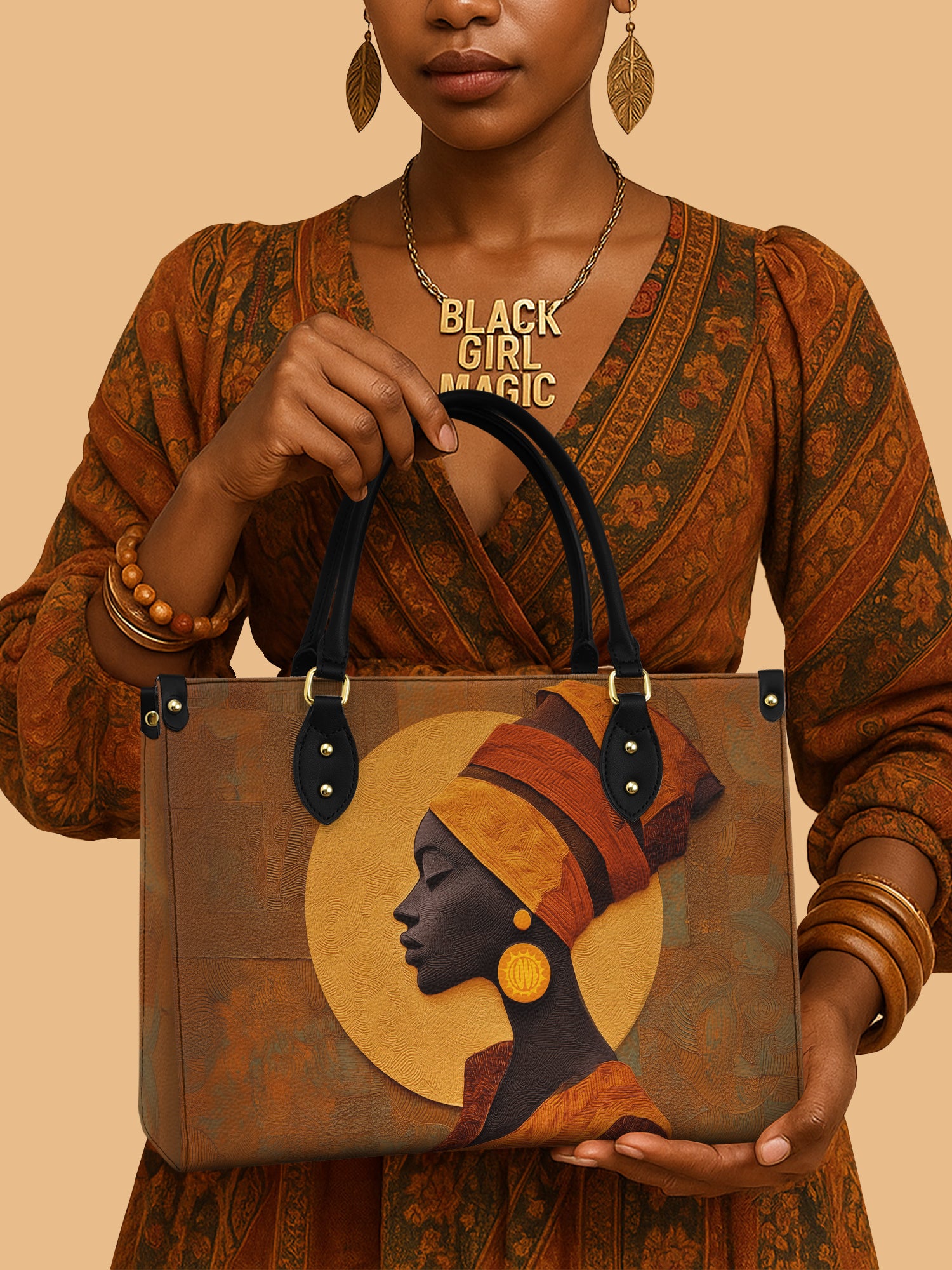 Africa Queen Fiery Soul Leather Bag Black Woman Theme Handbag African American Gifts For Her