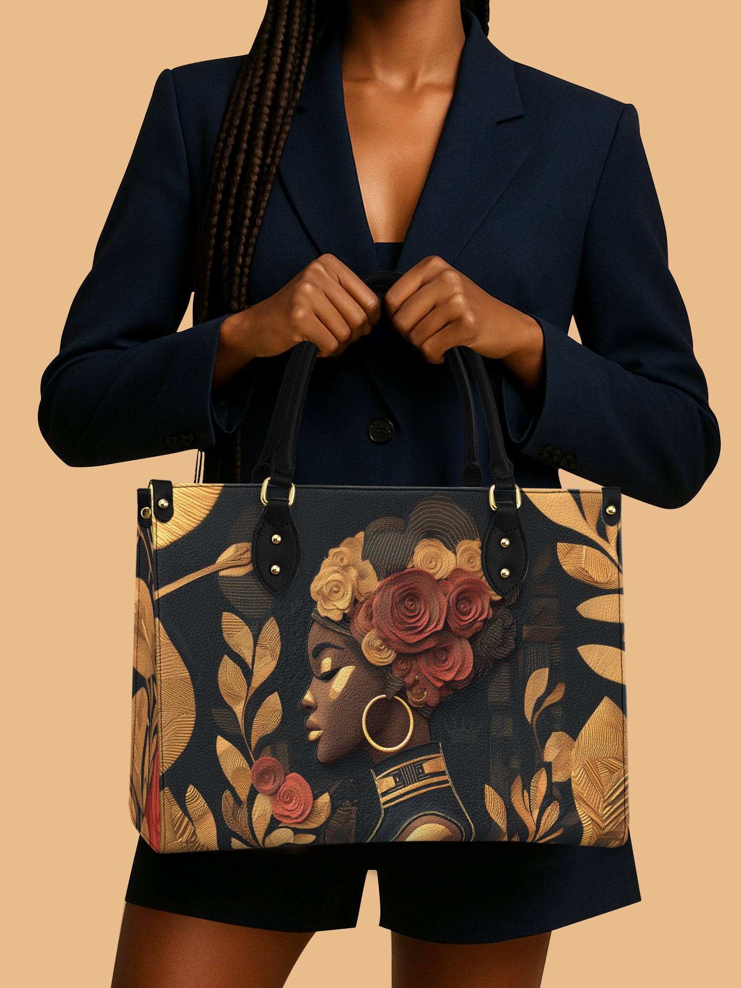 Africa Queen Floral Goddess Leather Bag African Art Inspired Bag Native Gifts For Her