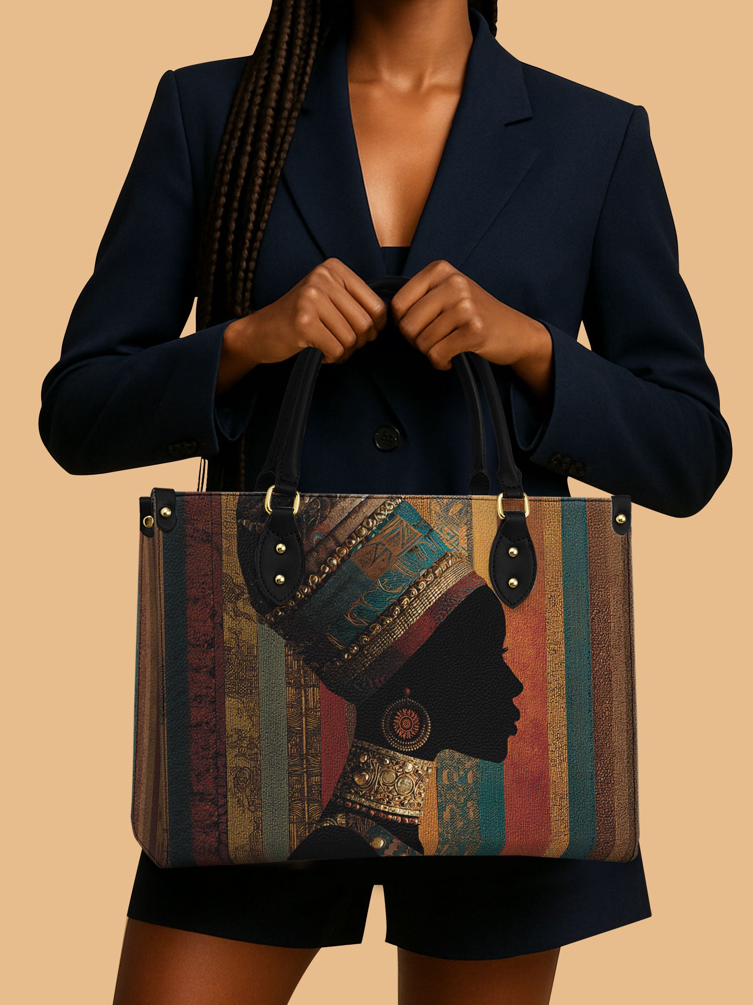 Africa Queen Golden Empress Leather Bag Africa Woman Theme Bag Christmas Gifts For Native