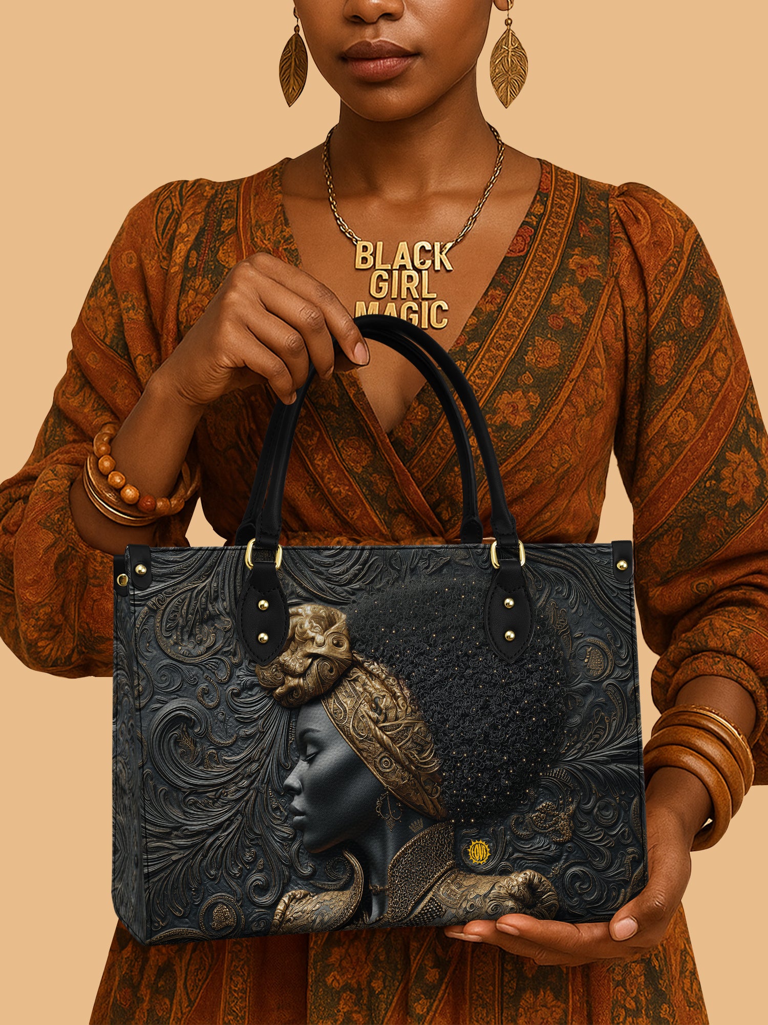 Africa Queen Golden Empress Leather Bag African American Theme Bag Native Presents For Mom