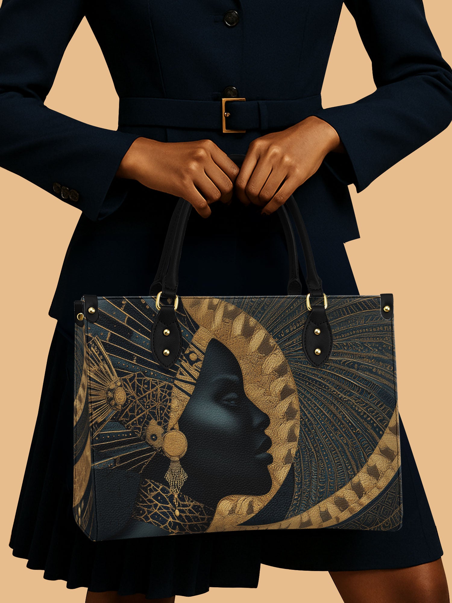 Africa Queen Golden Soul Leather Bag African Art Theme Bag Native American Gifts For Her