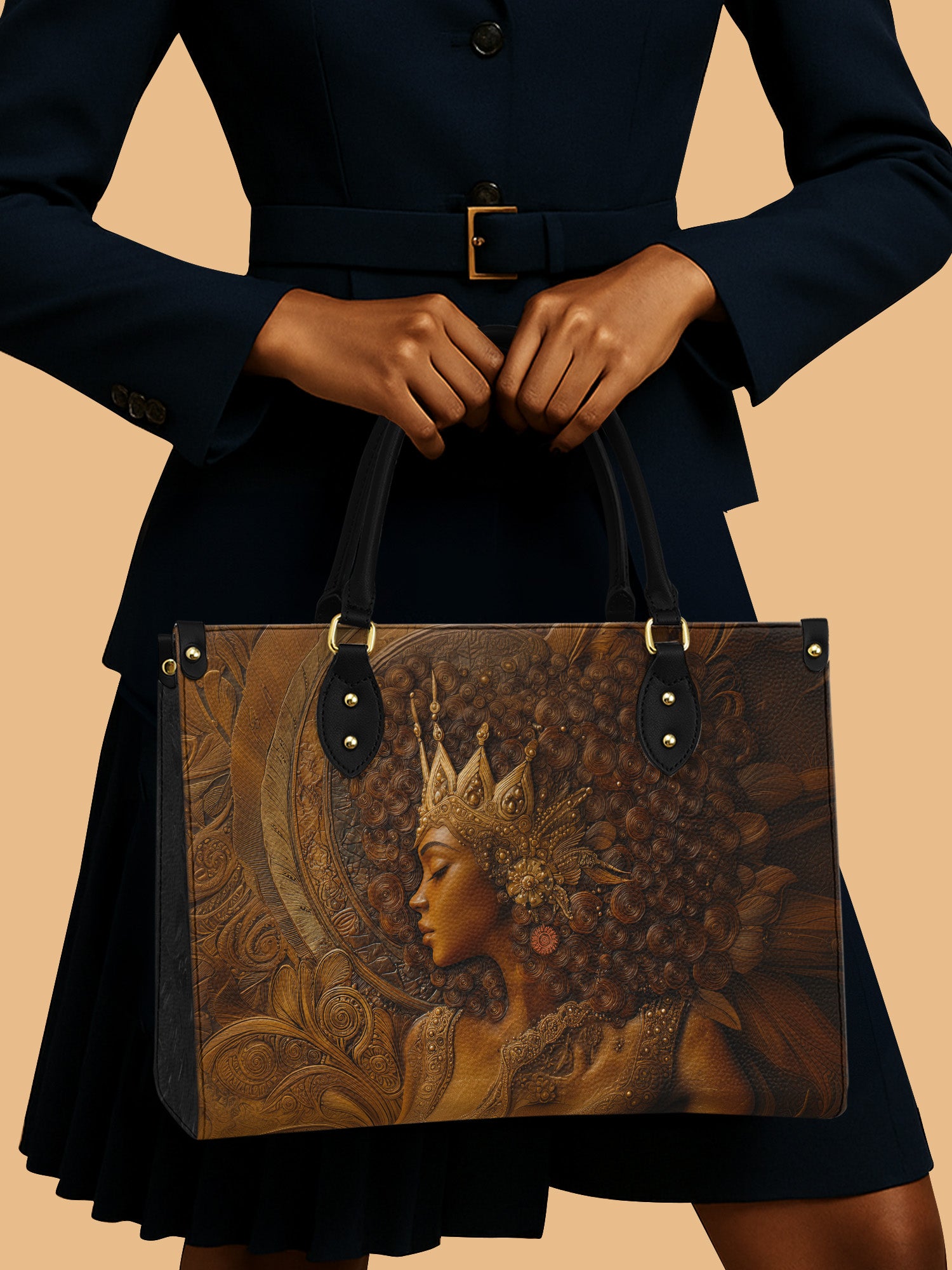 Africa Queen Golden Soul Leather Bag Black Women Theme Bag African American Gifts For Her