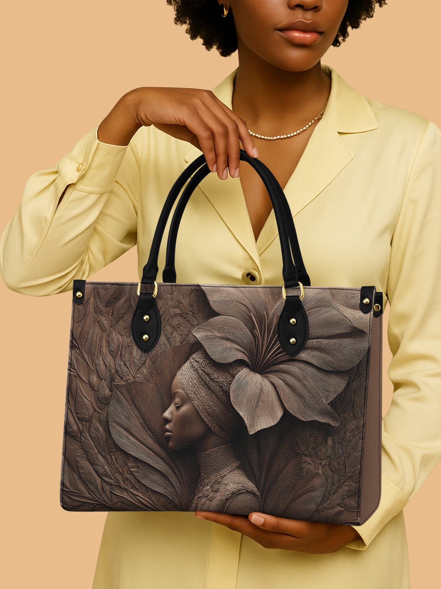 Africa Queen Lily Blooming Leather Bag Melanin Africa American Theme Bag Gifts For Women