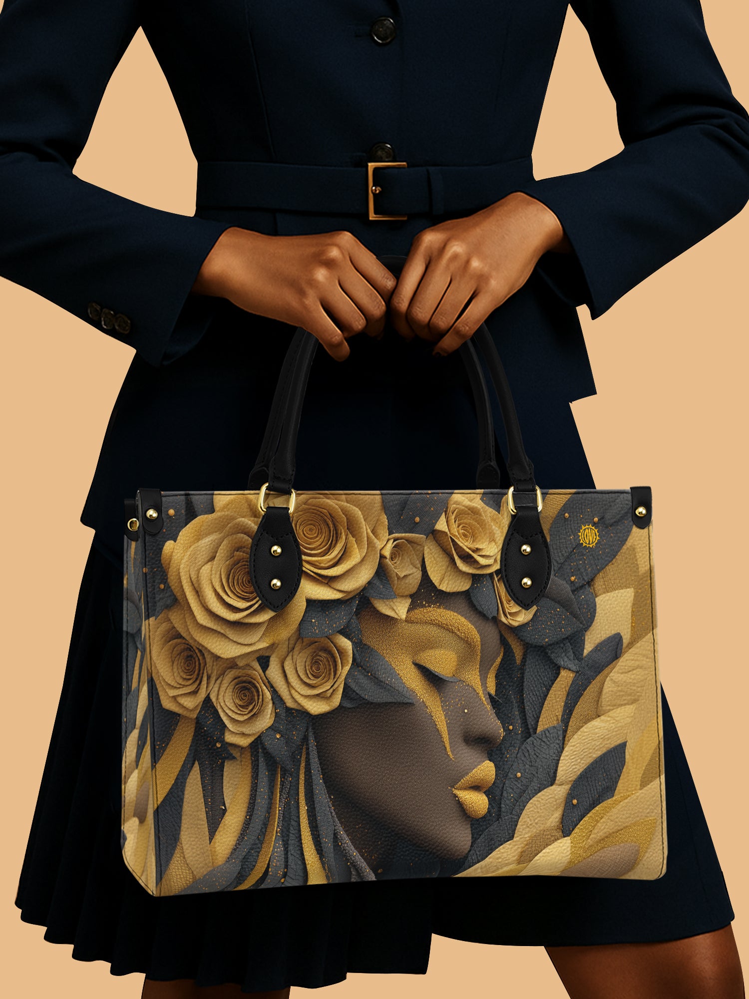 Africa Queen Melanin Bloom Leather Bag Black Woman Bag African Art Gifts For Rose Lovers