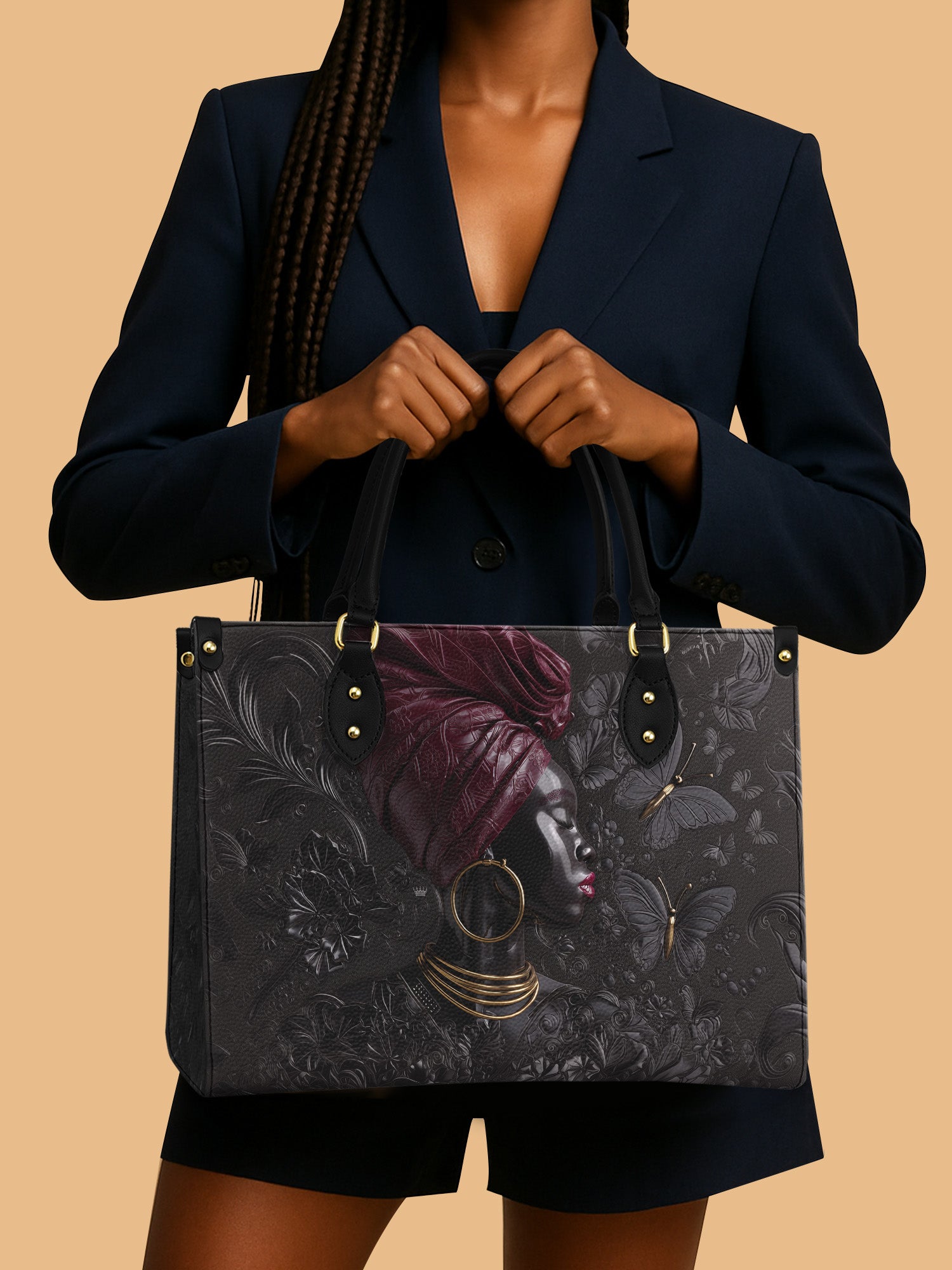 Africa Queen Night Charming Leather Bag Black Woman Theme Bag African Art Gifts For Her