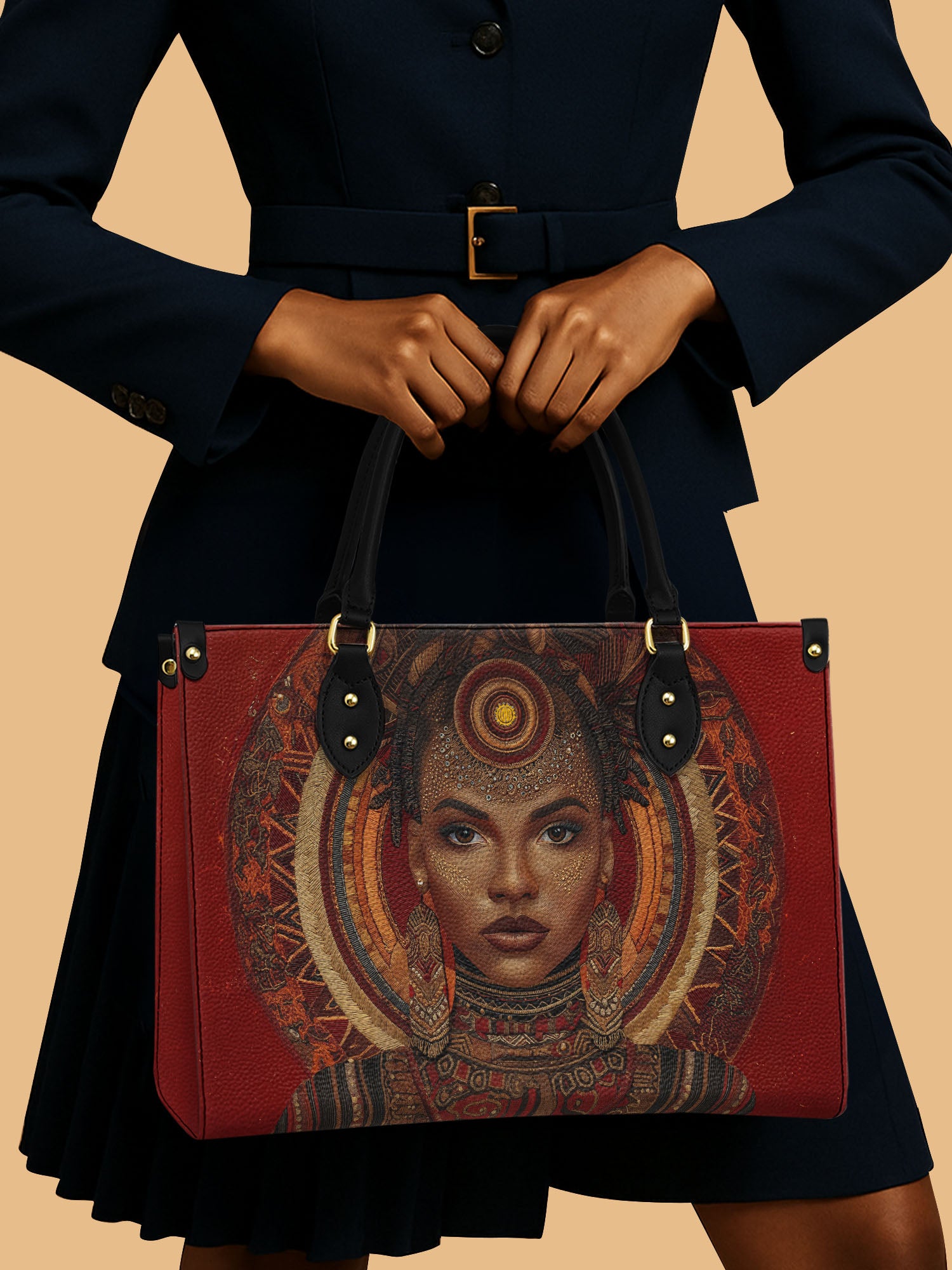 Africa Queen Original Aura Leather Bag Black Woman Theme Bag African American Gifts For Her