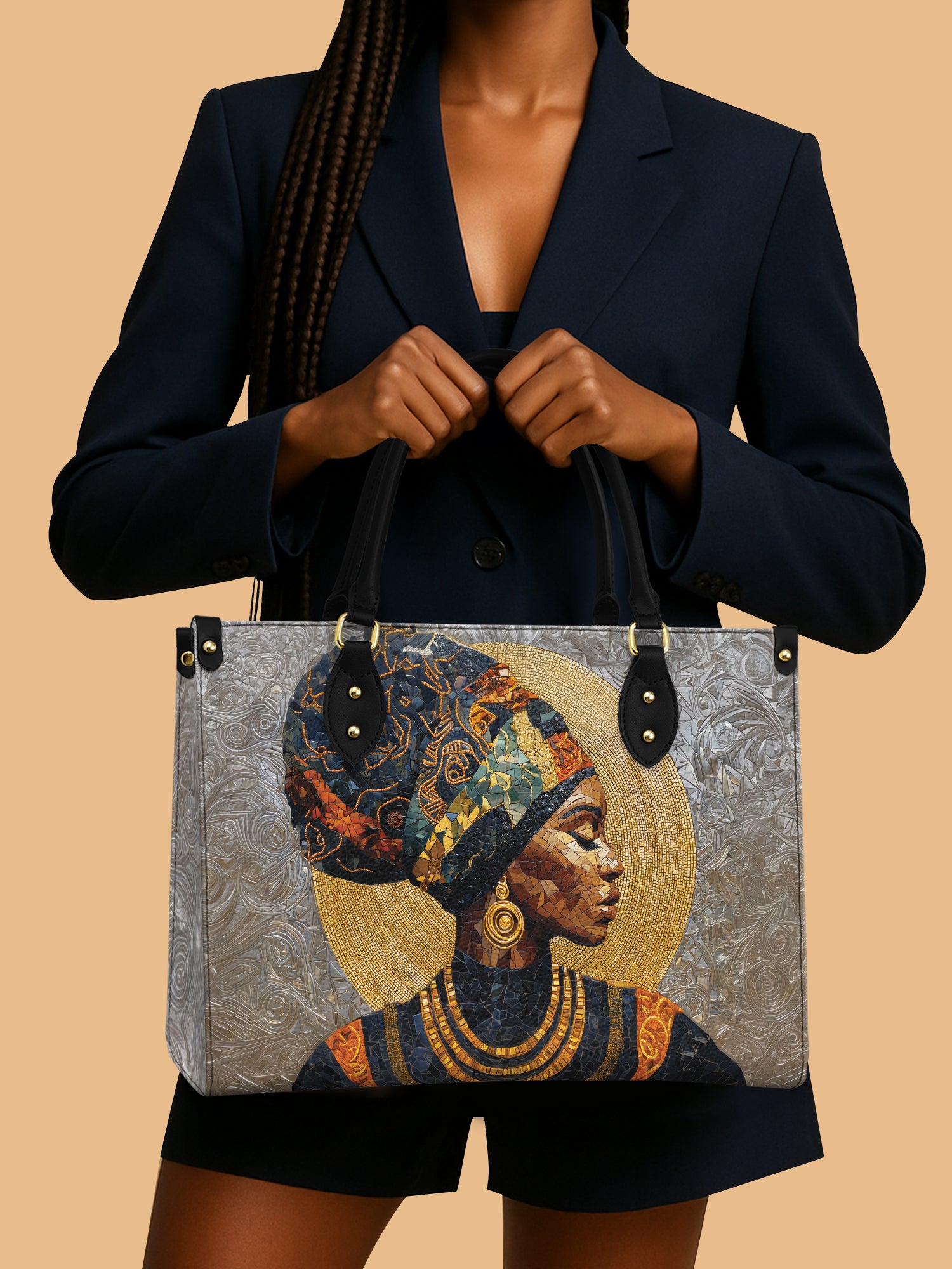 Africa Queen Regal Portrait Leather Bag Black Woman Theme Bag African Art Presents For Her