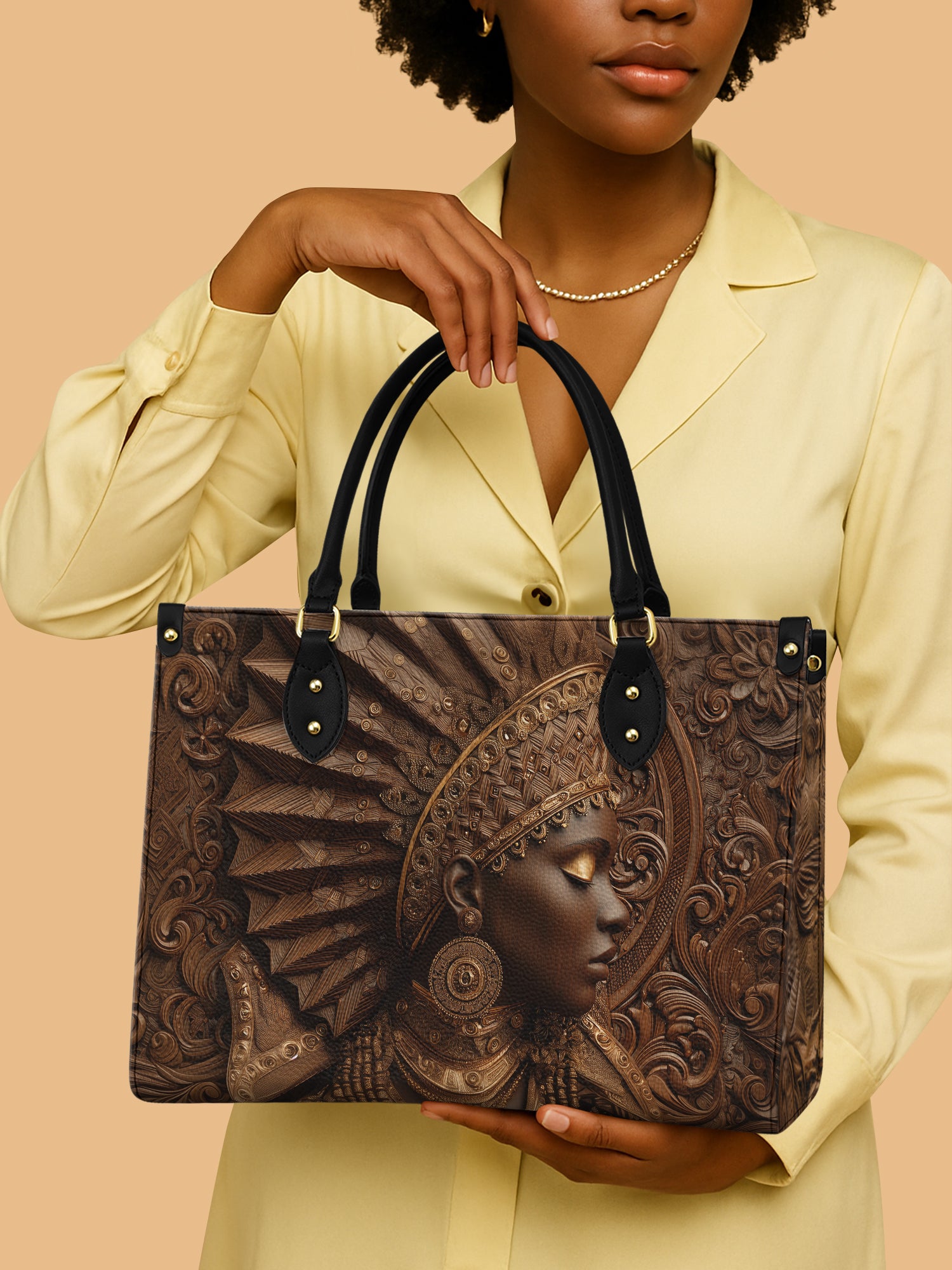 Africa Queen Royalty Warrior Soul Leather Bag African Art Theme Handbag Black Woman Gifts