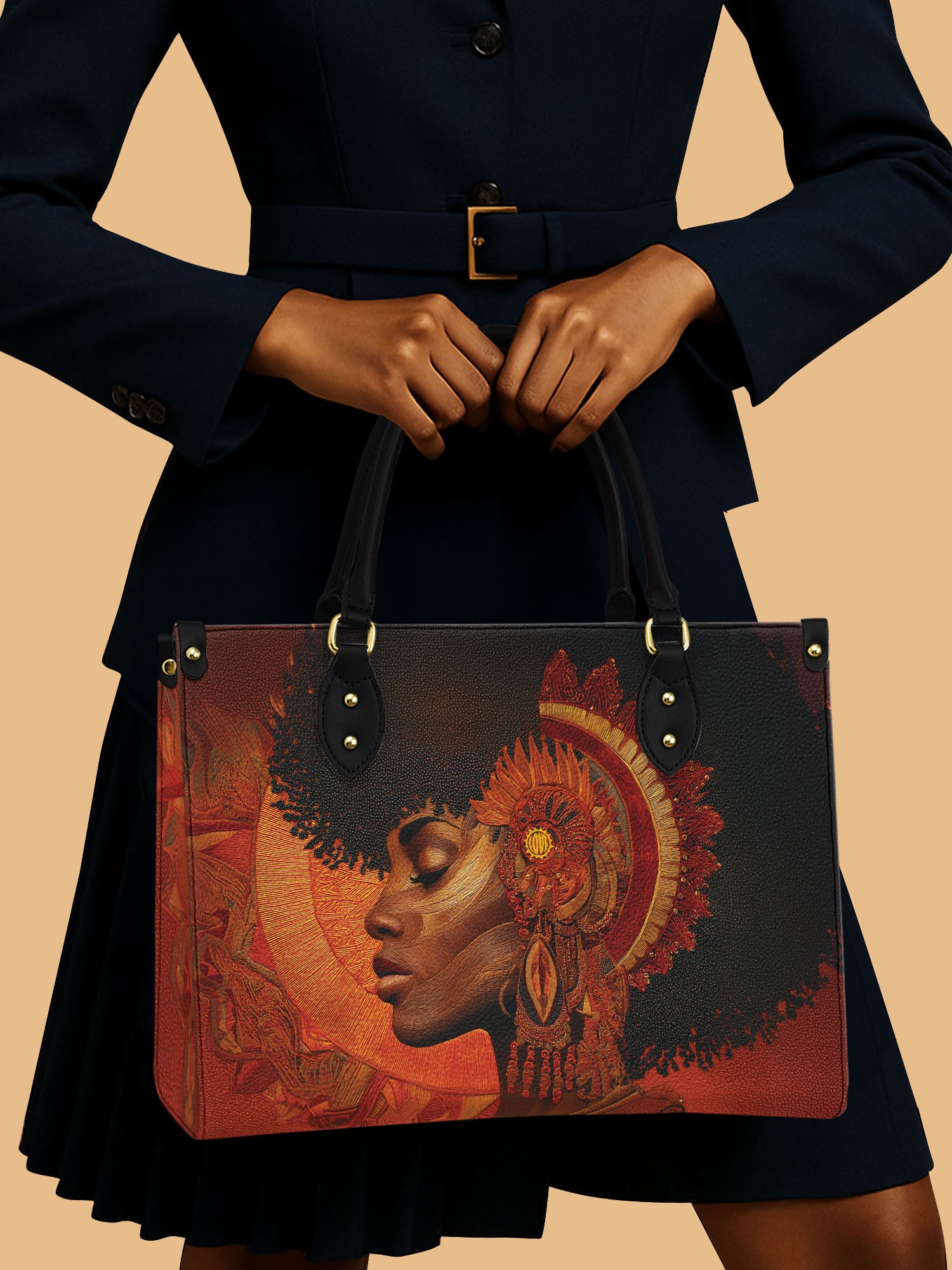 Africa Queen Soul Of Tribal Leather Bag Black Woman Theme Handbag African American Gifts