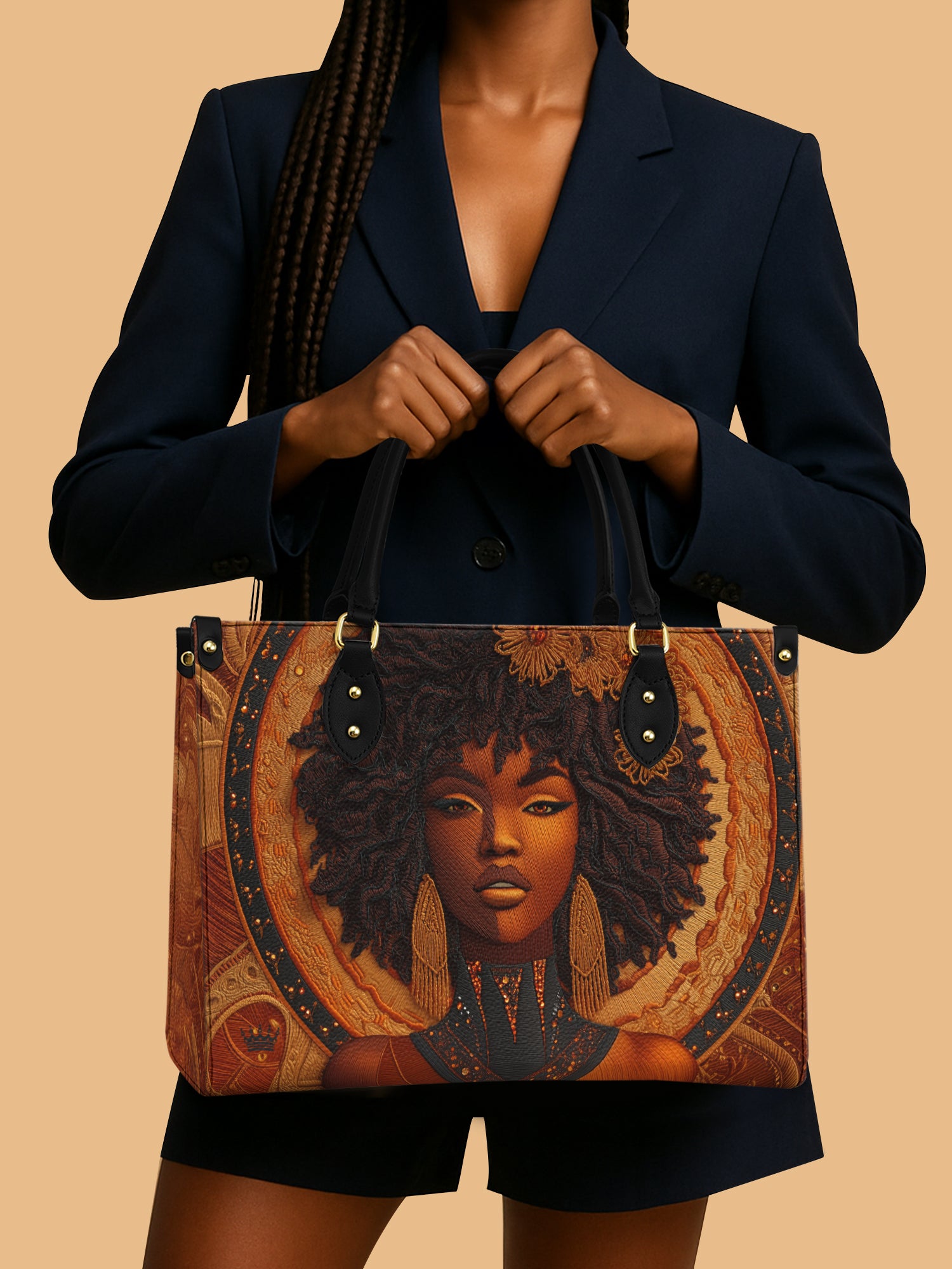 Africa Queen Sunset Glory Leather Bag Black Woman Theme Bag Native Gifts For Her