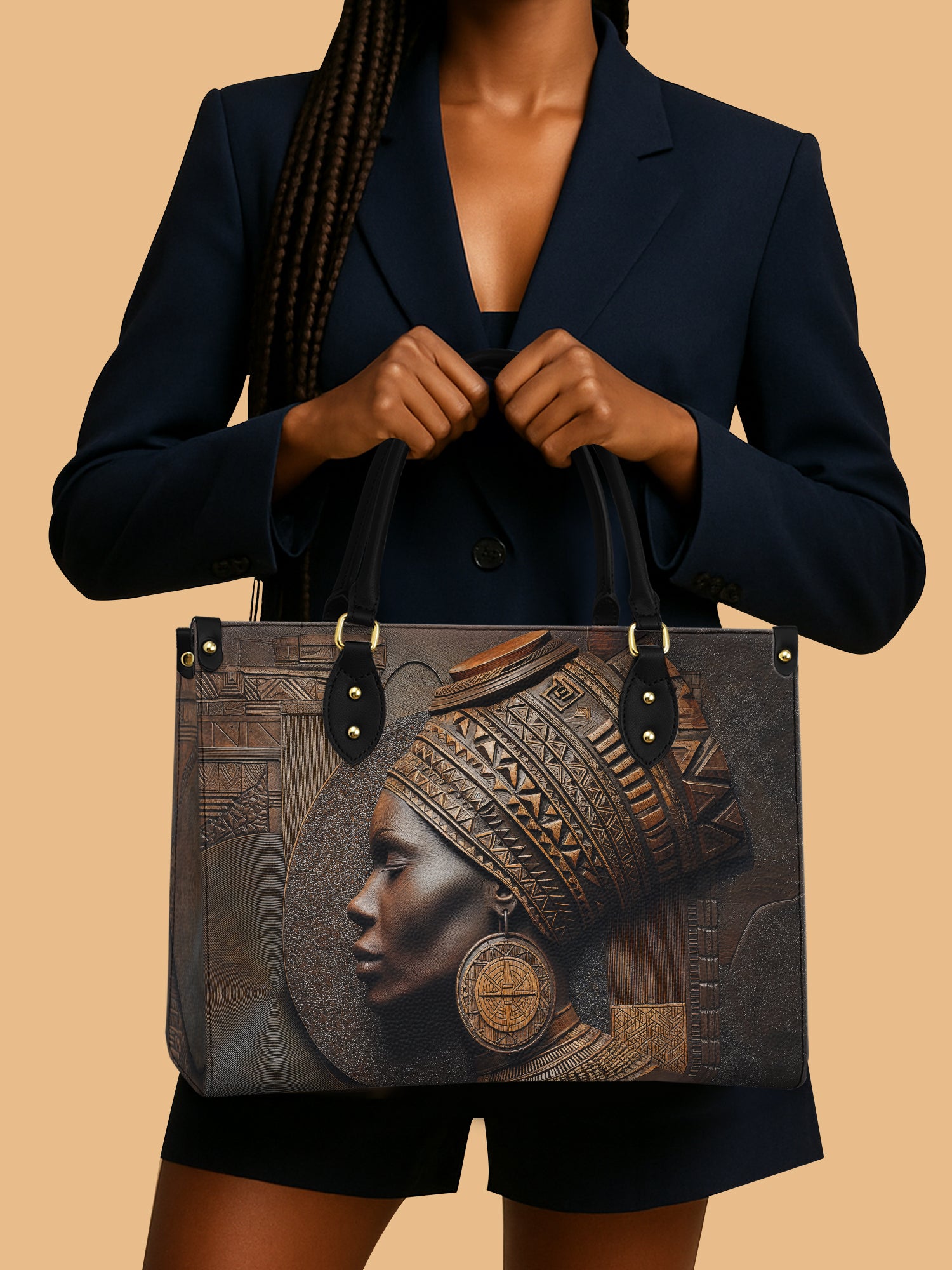 Africa Queen Terra Cotta Empress Leather Bag Black Woman Theme Bag Native Gifts For Her