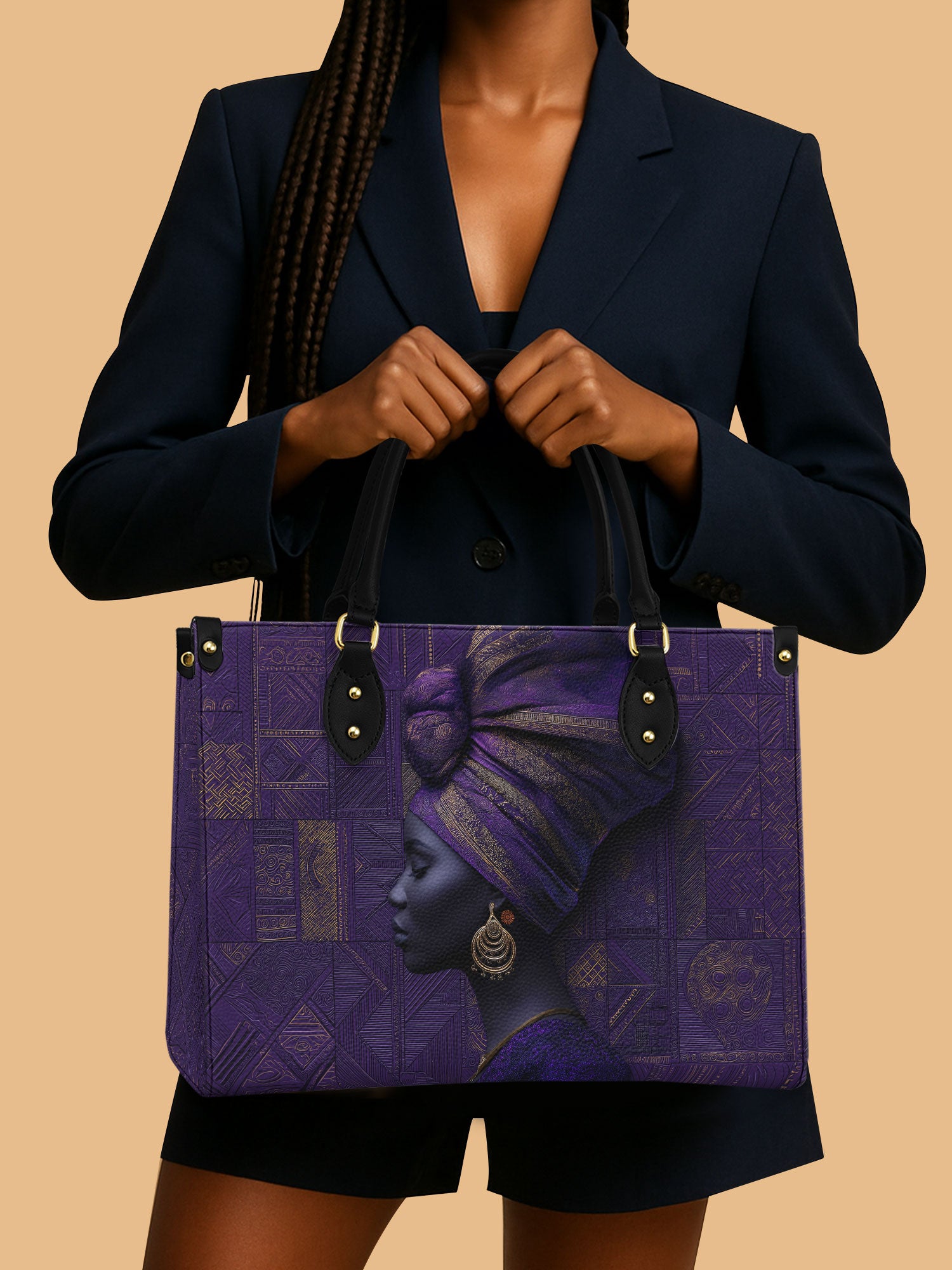 Africa Queen Violet Grace Leather Bag African Art Inspired Bag Black Woman Gifts For Her