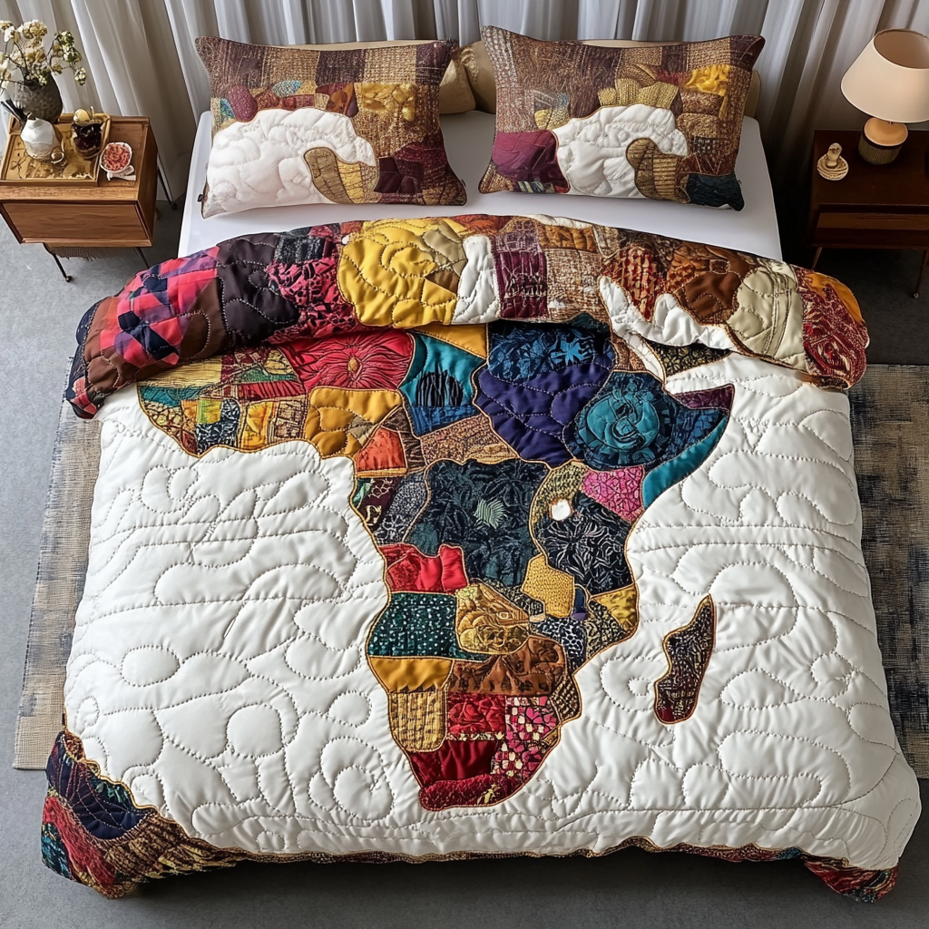 Africa Spirit Quilted Bedding Set Aesthetic Room Decor Gifts For Black History Month