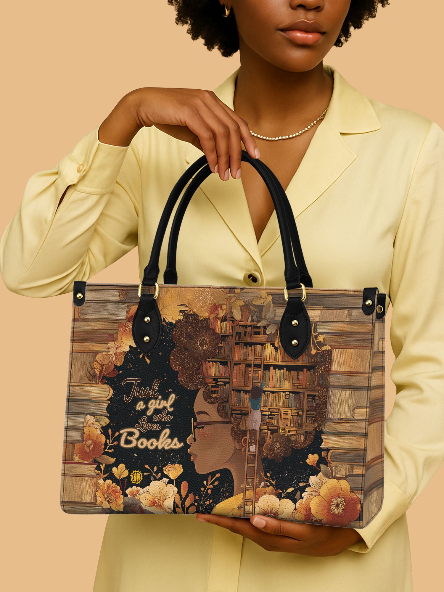 Africa Woman A Girl Who Loves Books Leather Bag Black Woman Theme Bag Gifts For Book Lovers