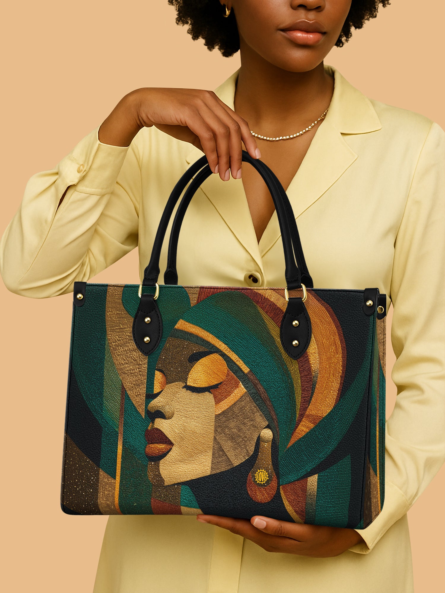 Africa Woman Abstract Portrait Leather Bag Black Woman Theme Bag African American Gifts