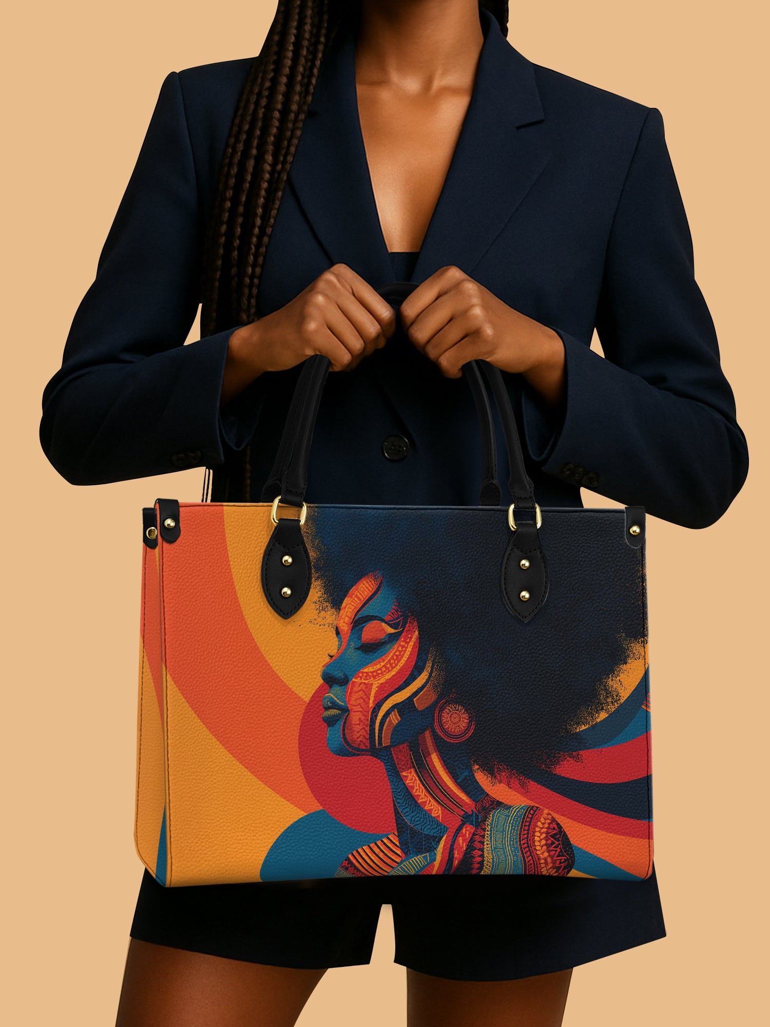 Africa Woman Art Inspired Leather Bag Black Woman Theme Bag Native Gifts For Her
