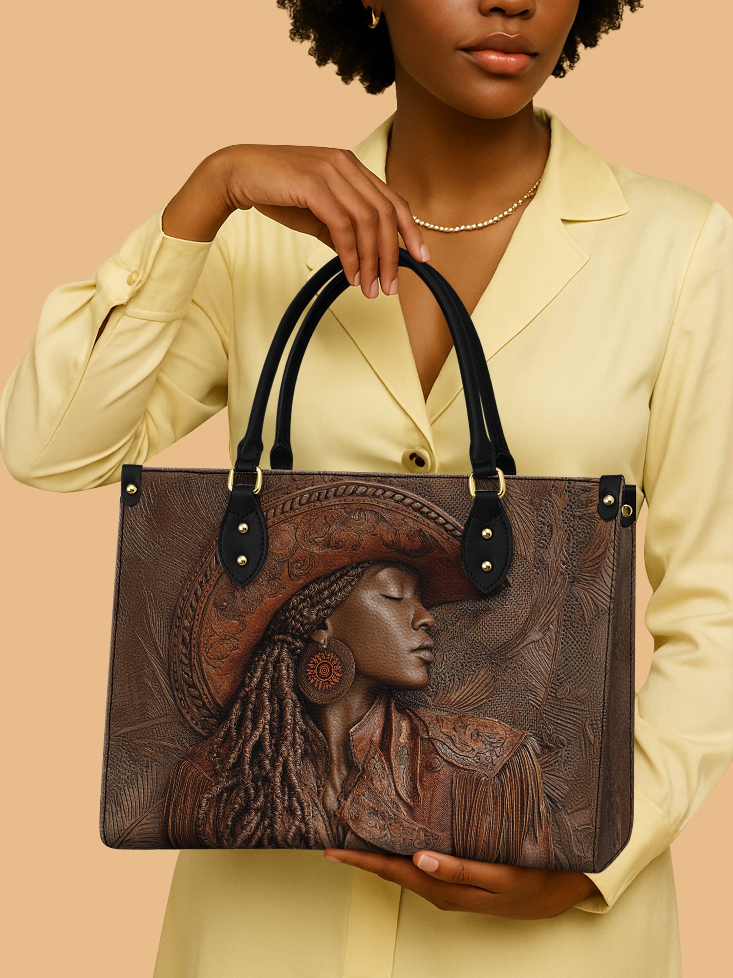 Africa Woman Cowgirl Leather Bag African Vibe Theme Bag Native Gifts For Cowgirl Lovers