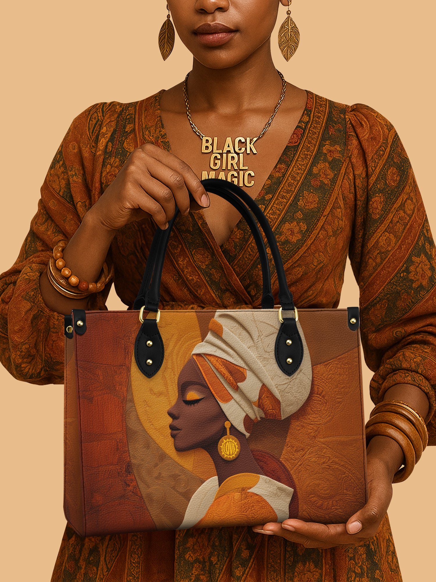 Africa Woman Earth Tone Leather Bag African American Inspired Bag Native Gifts For Her