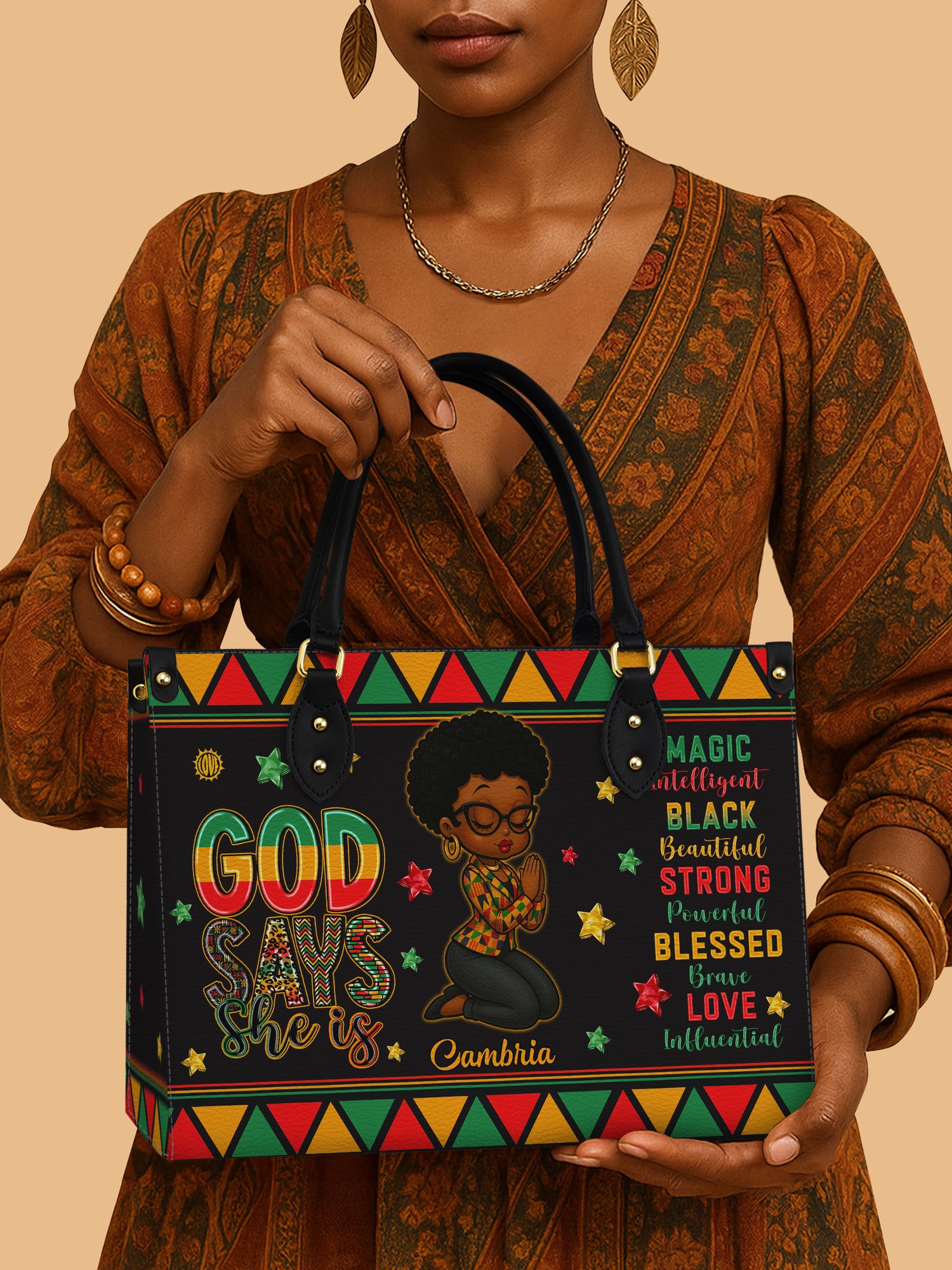 Africa Woman God Says She If Leather Bag African American Bag Faith Gifts For Christians