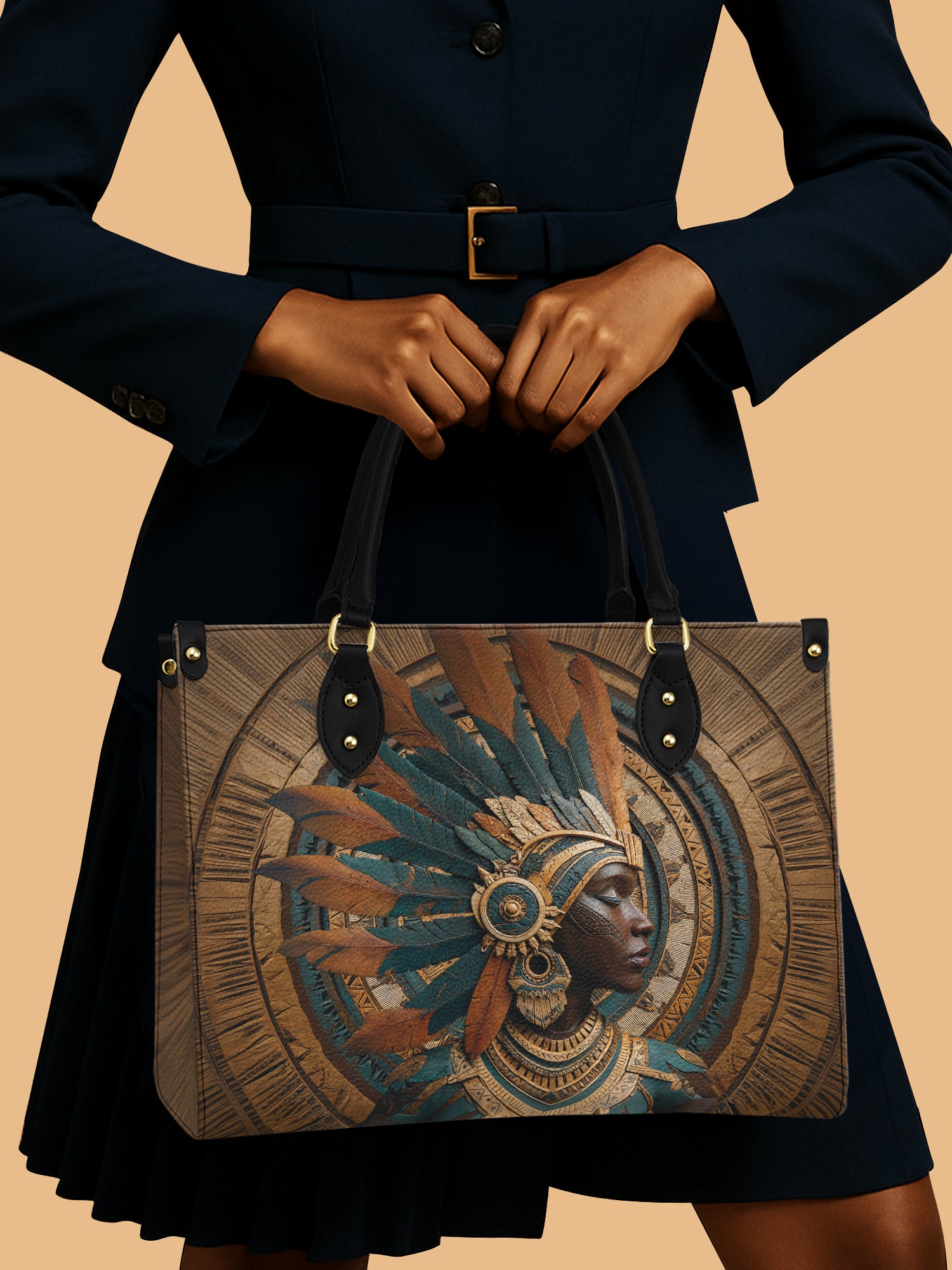 African Aboriginal Queen Leather Bag Black Women Theme Bag Native American Present Ideas