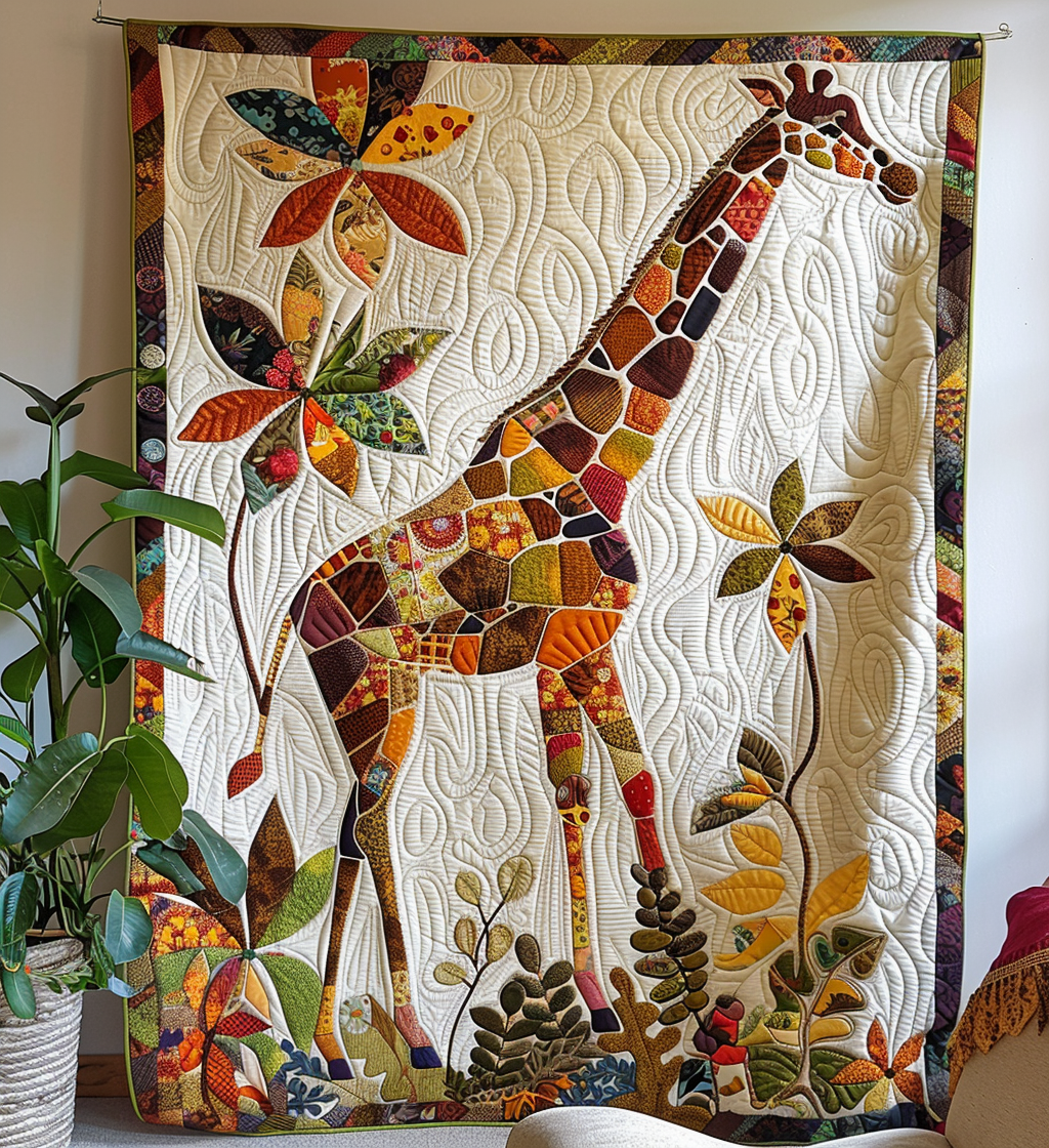 African Adventure Quilted Blanket Presents For Giraffe Lovers
